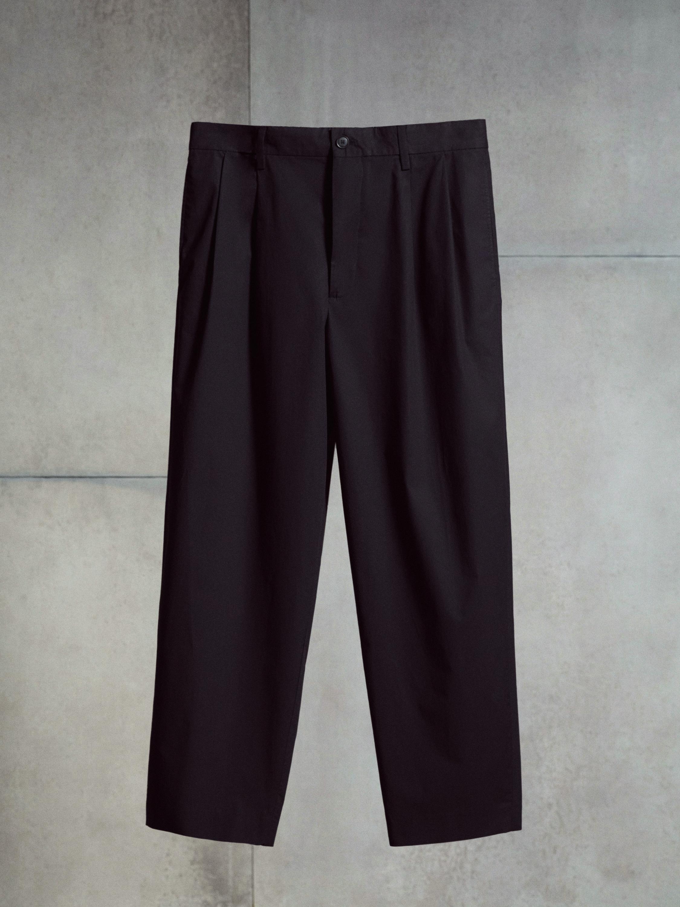 Cotton trousers with double darts — NAVY BLUE