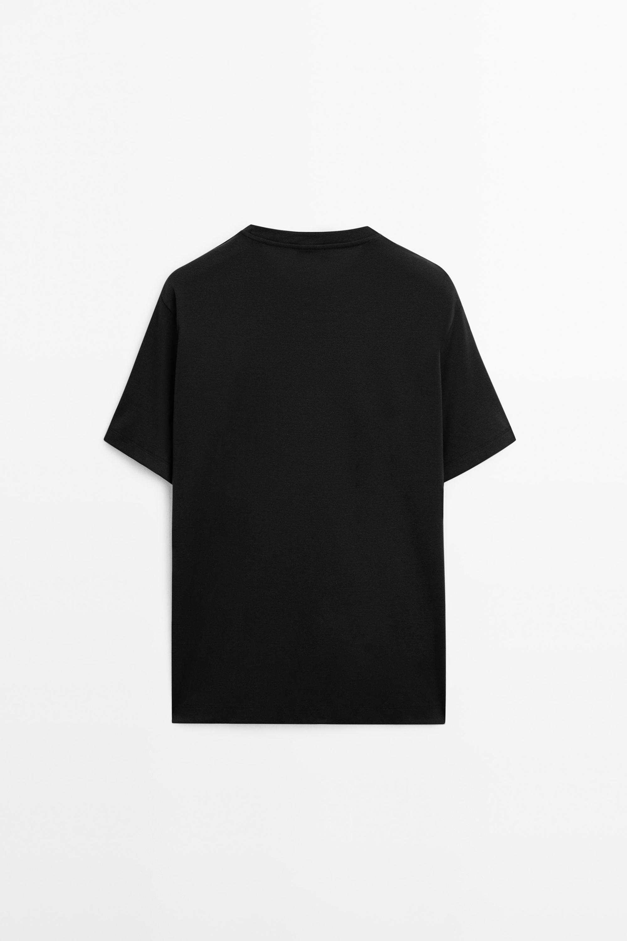 100% mercerised cotton T-shirt — BLACK