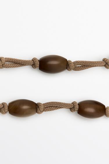Gem-effect bead cord necklace — BROWN 3