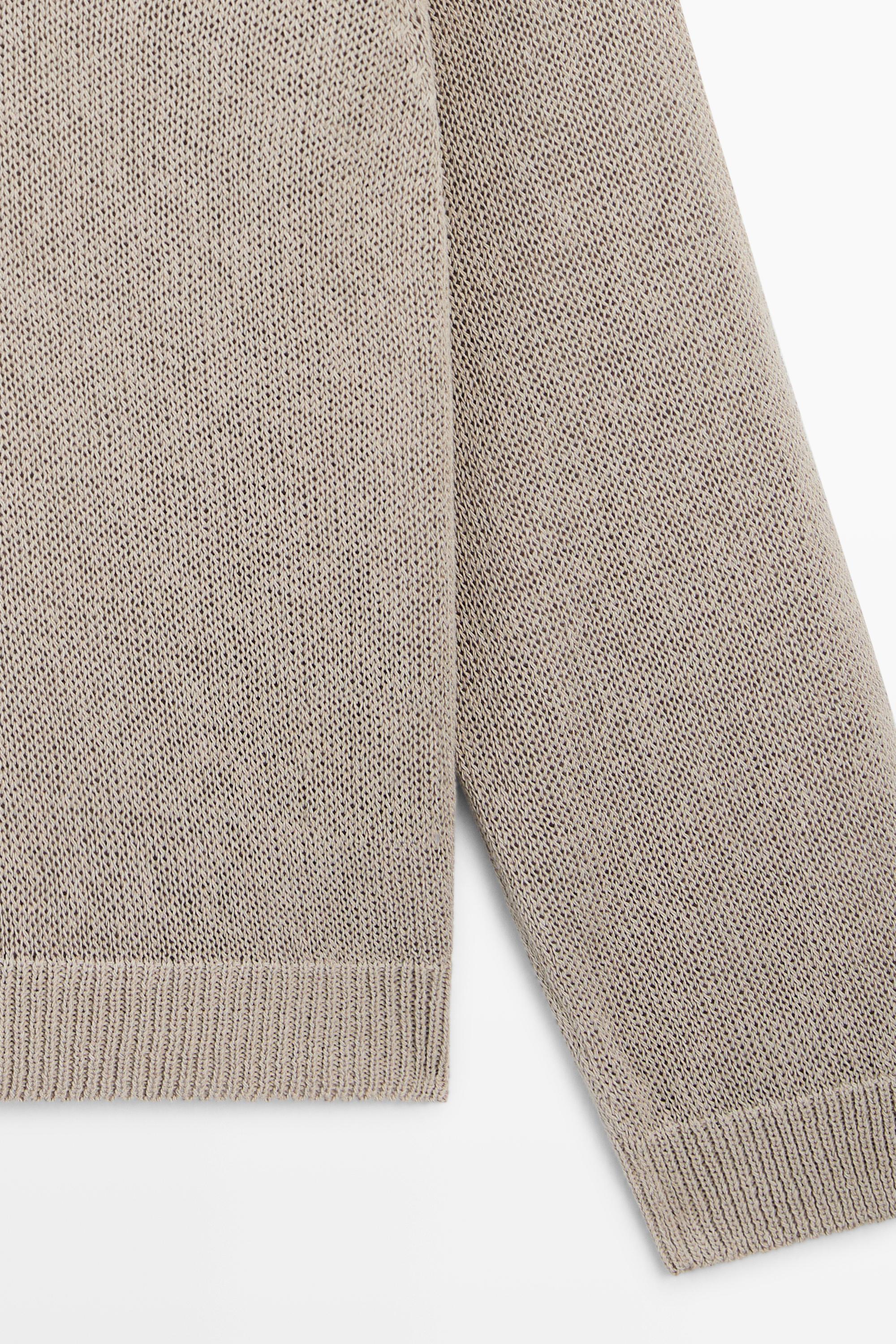 Cotton blend V-neck knit sweater — MINK