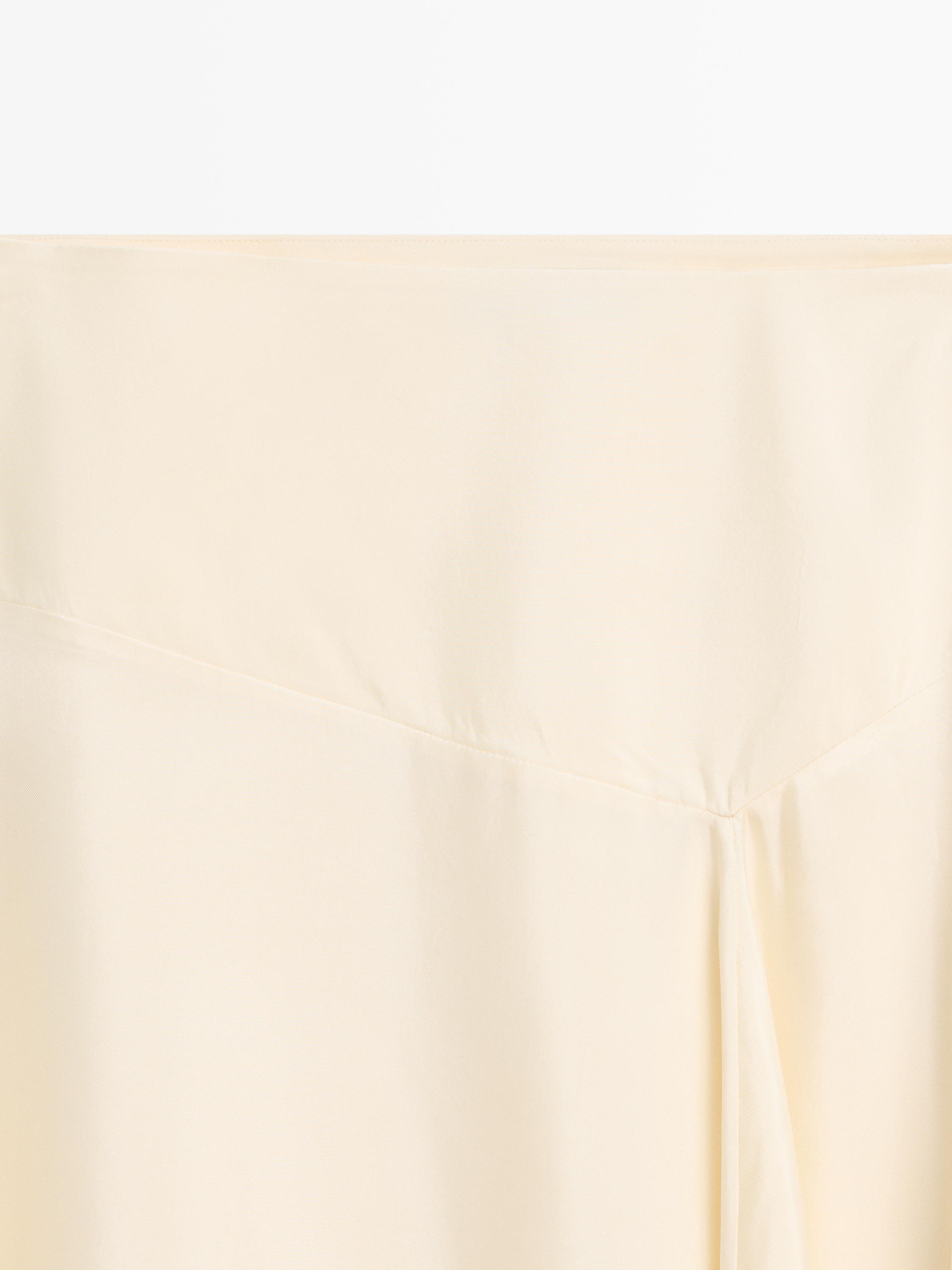Asymmetric camisole skirt with lace trim — Vanilla