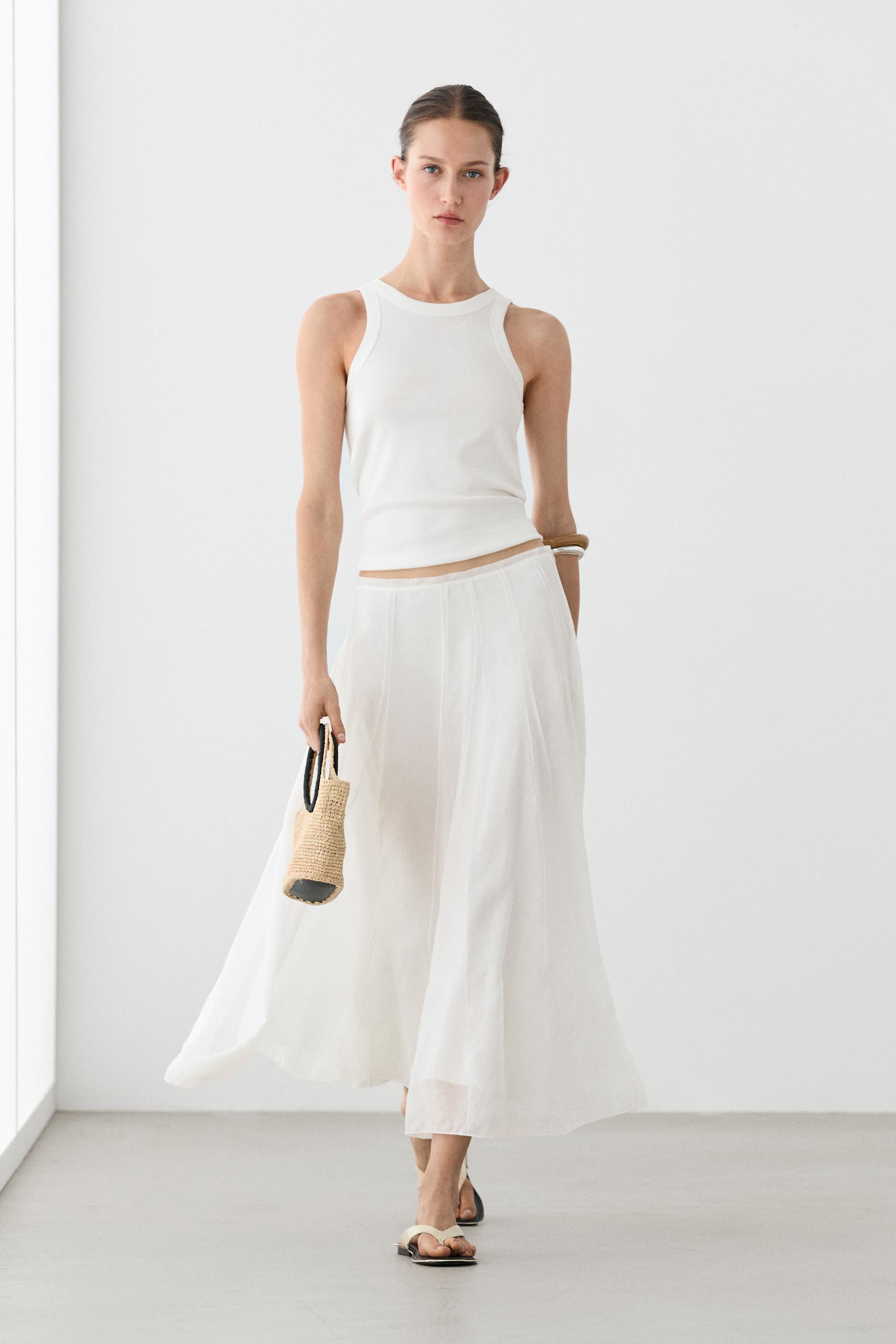 Flowing layered midi skirt