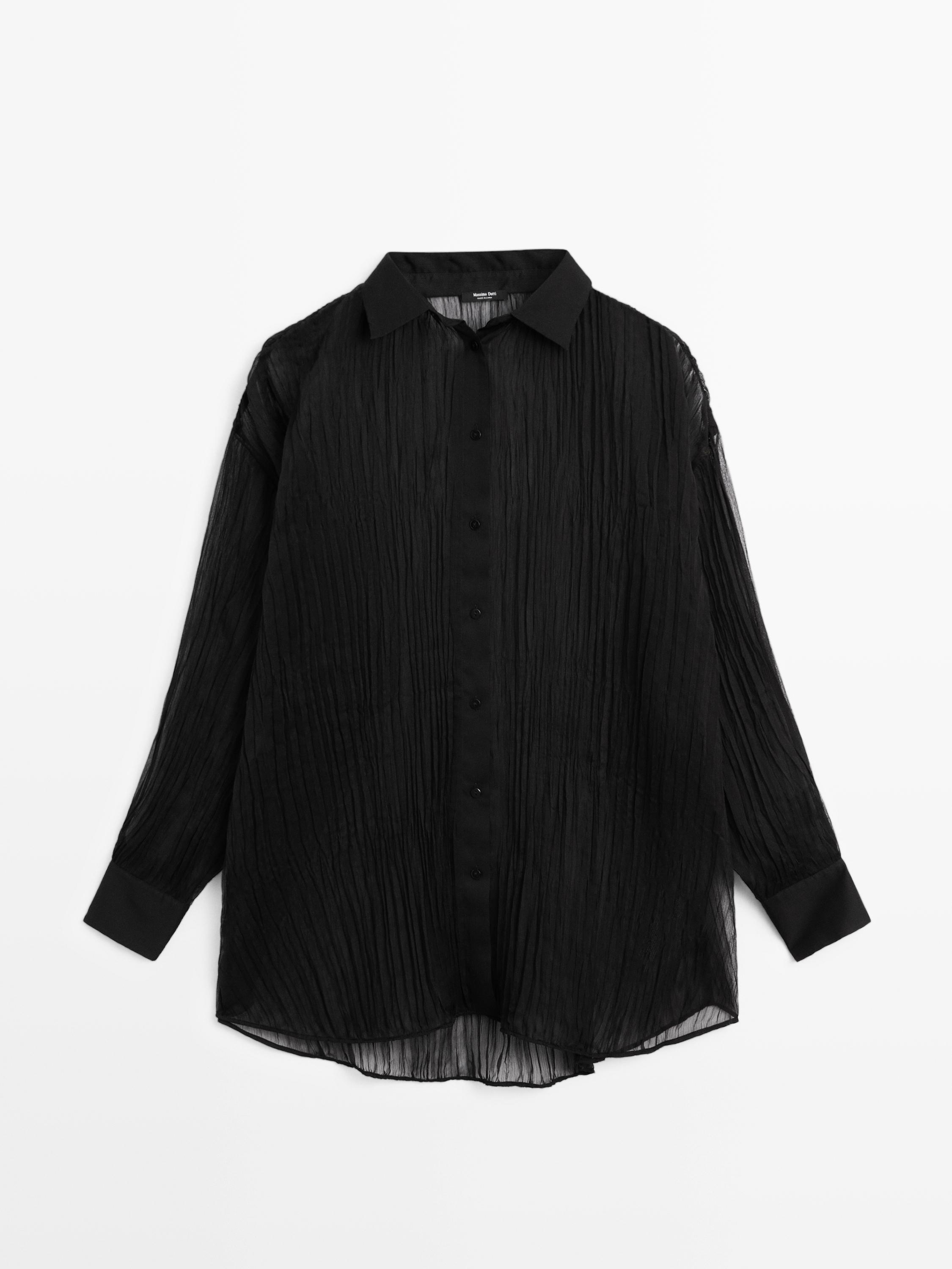 Camisa holgada larga plisada