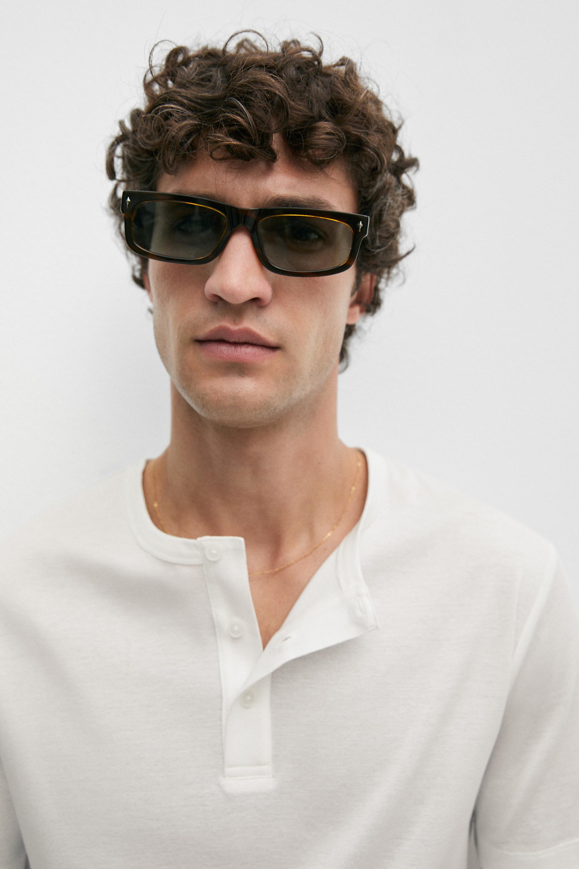 100% cotton henley T-shirt — Off white