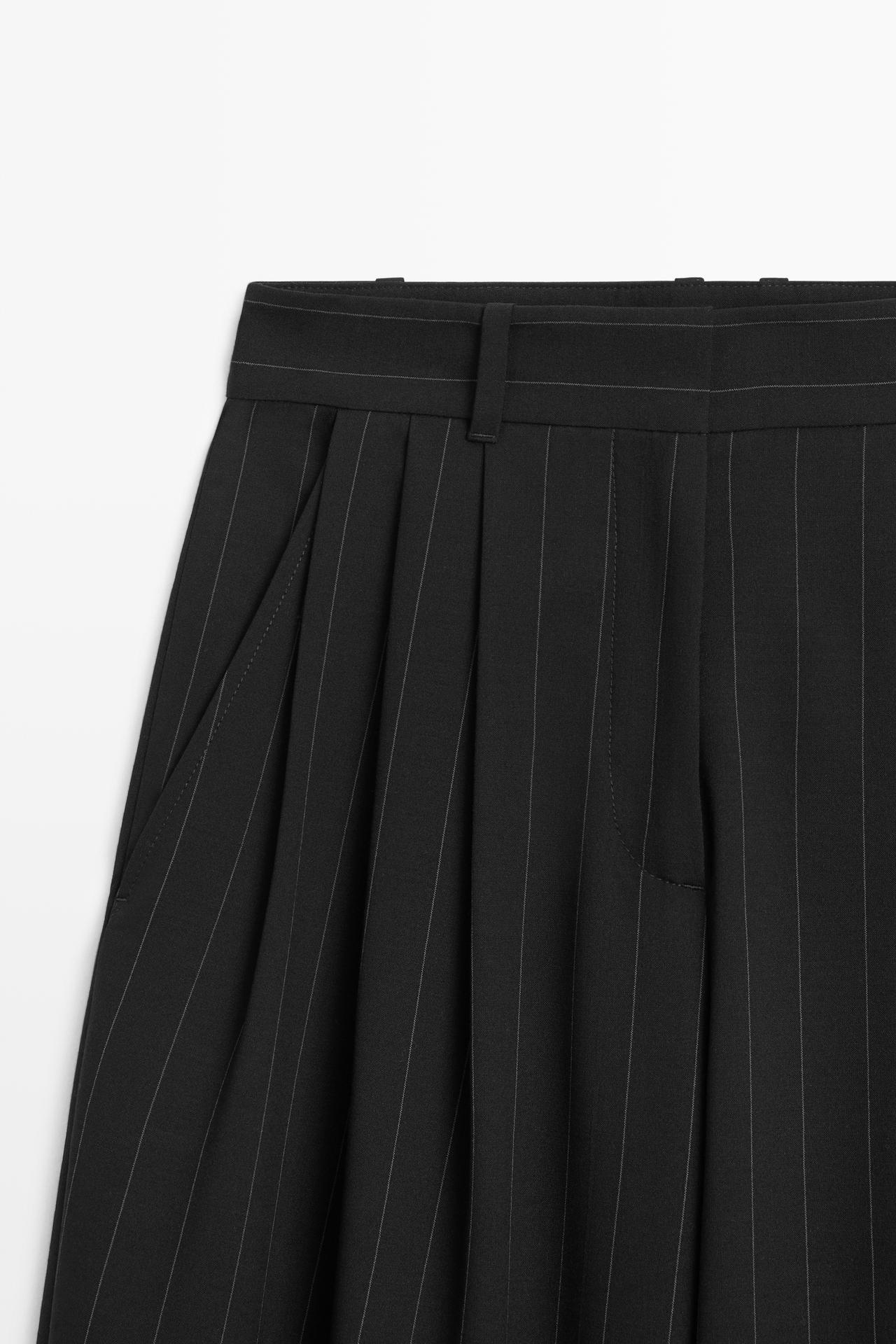 Pinstripe carrot fit pants — BLACK