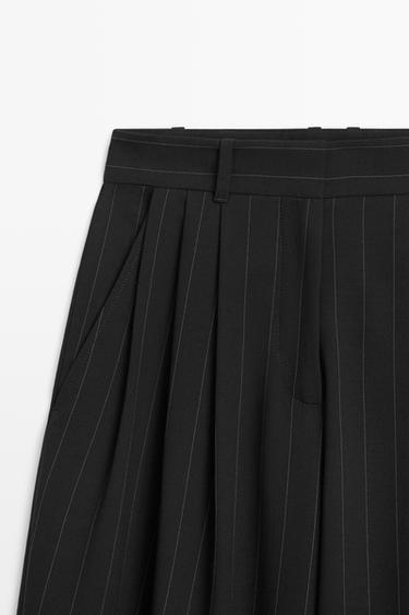 Pinstripe carrot fit pants — BLACK 9