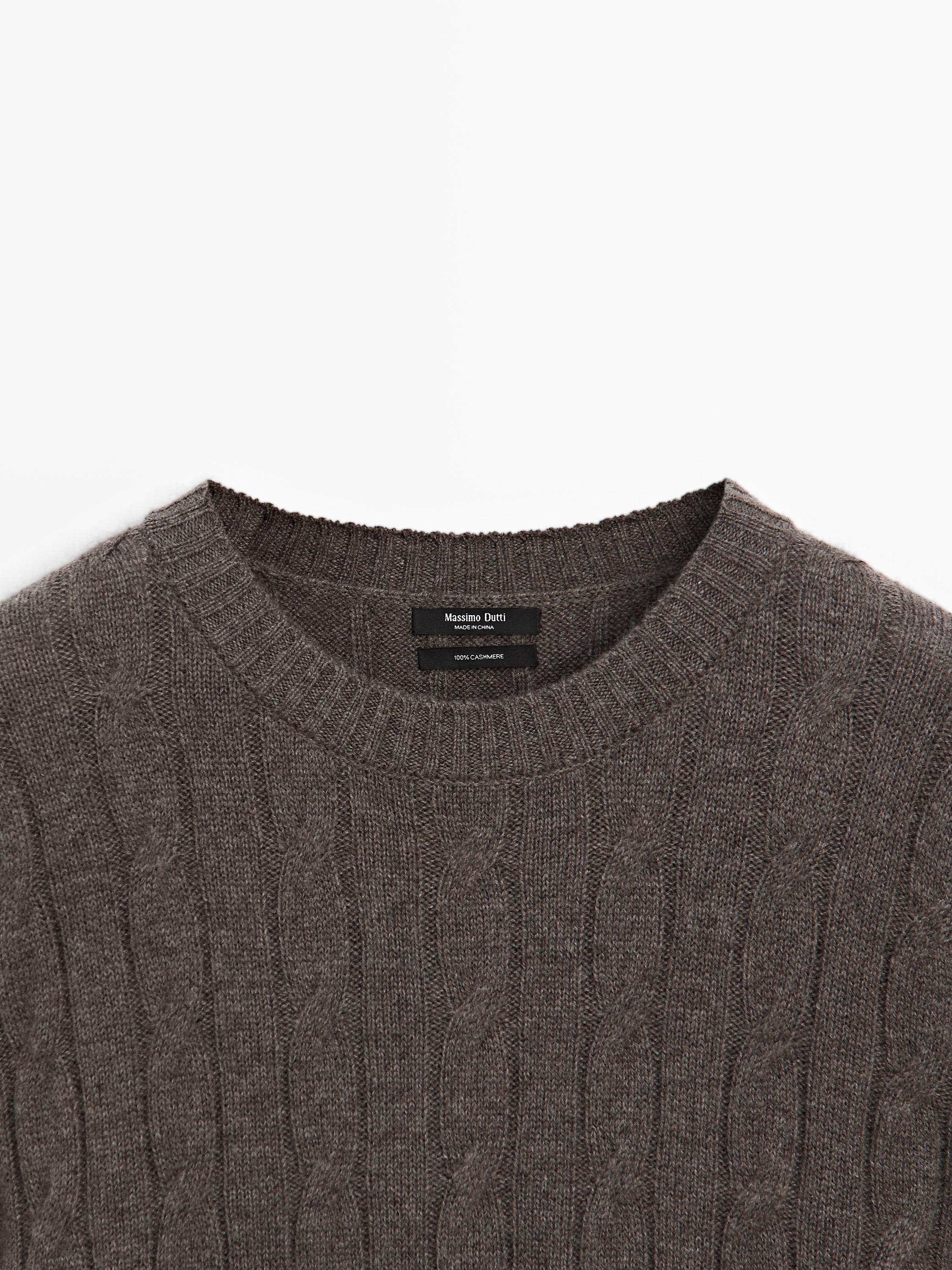 100% cashmere cable-knit sweater — ANTHRACITE GREY