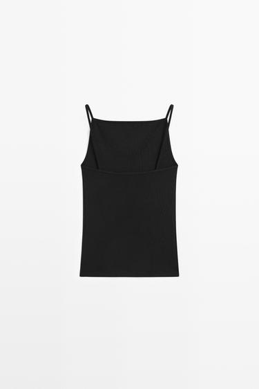 Cotton blend camisole top — BLACK 6