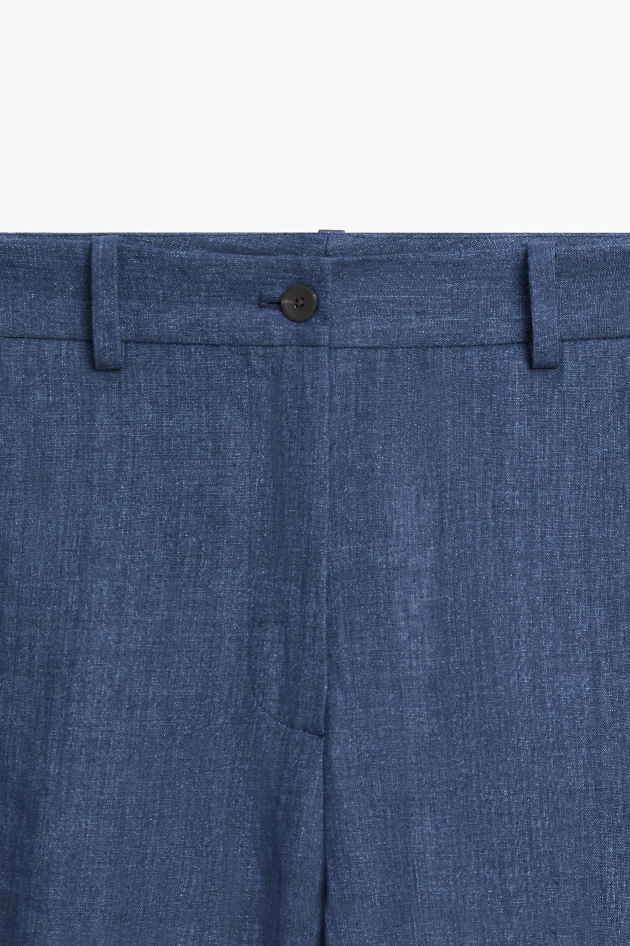 Total look linen pants with buttoned hems — NAVY BLUE