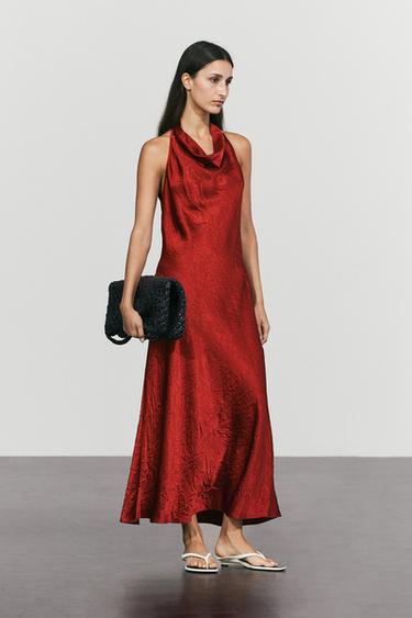 Draped neckline maxi dress — BRIGHT RED 8