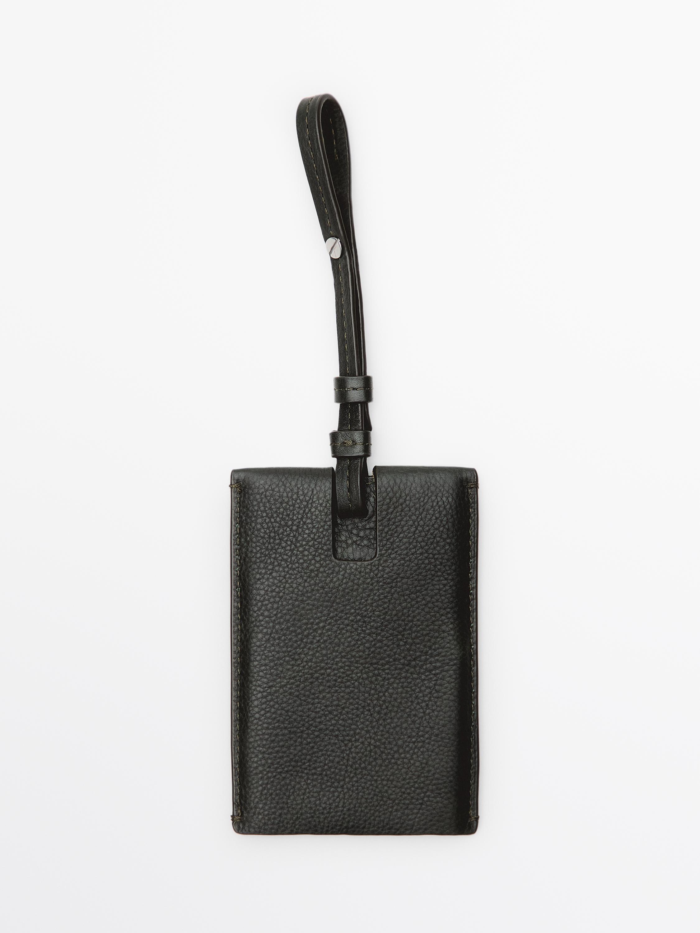 Nappa leather travel tag — GREEN