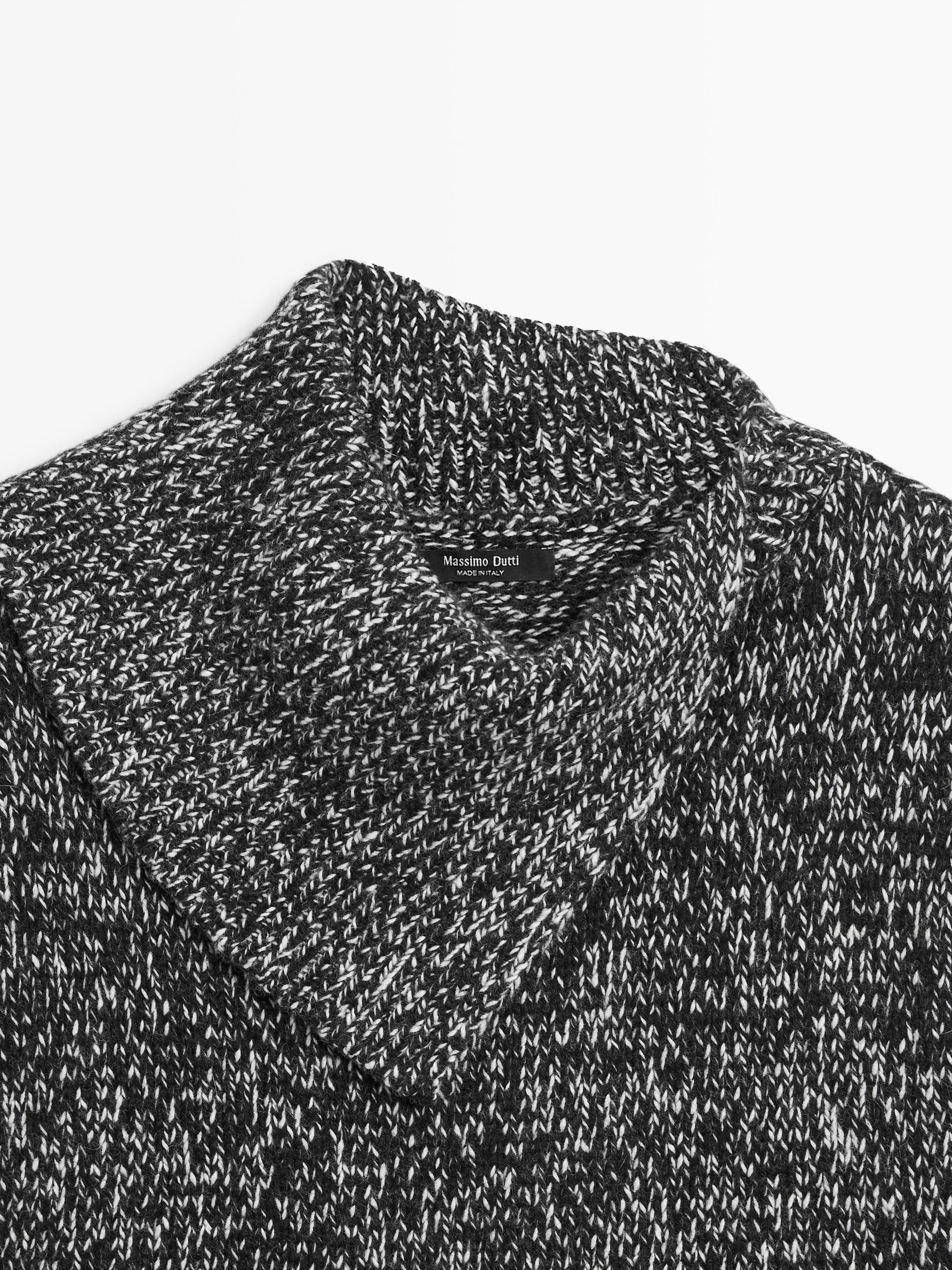 Mouliné knit vest with collar detail — BLACK