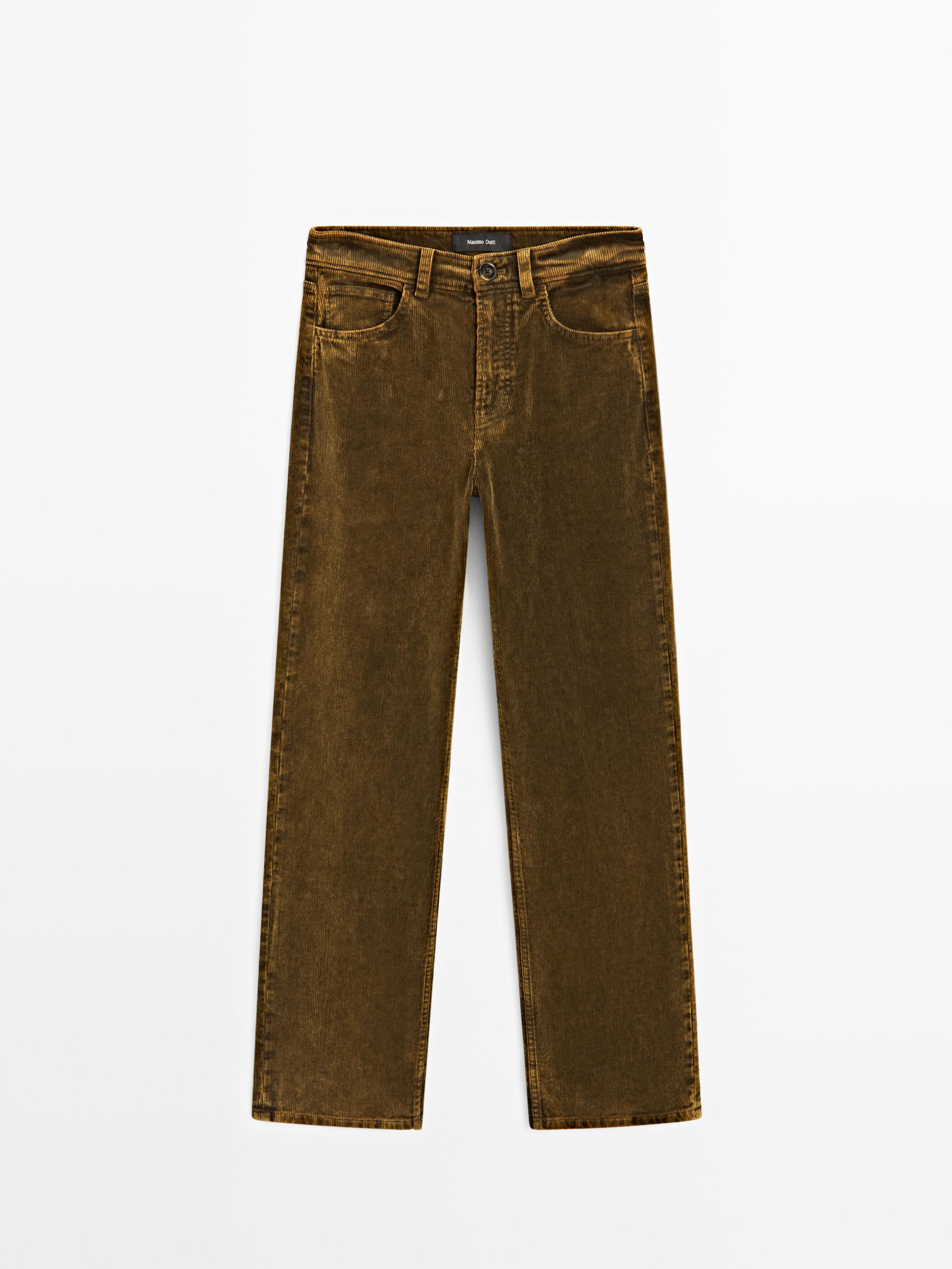 Straight-leg sulphur dye corduroy trousers