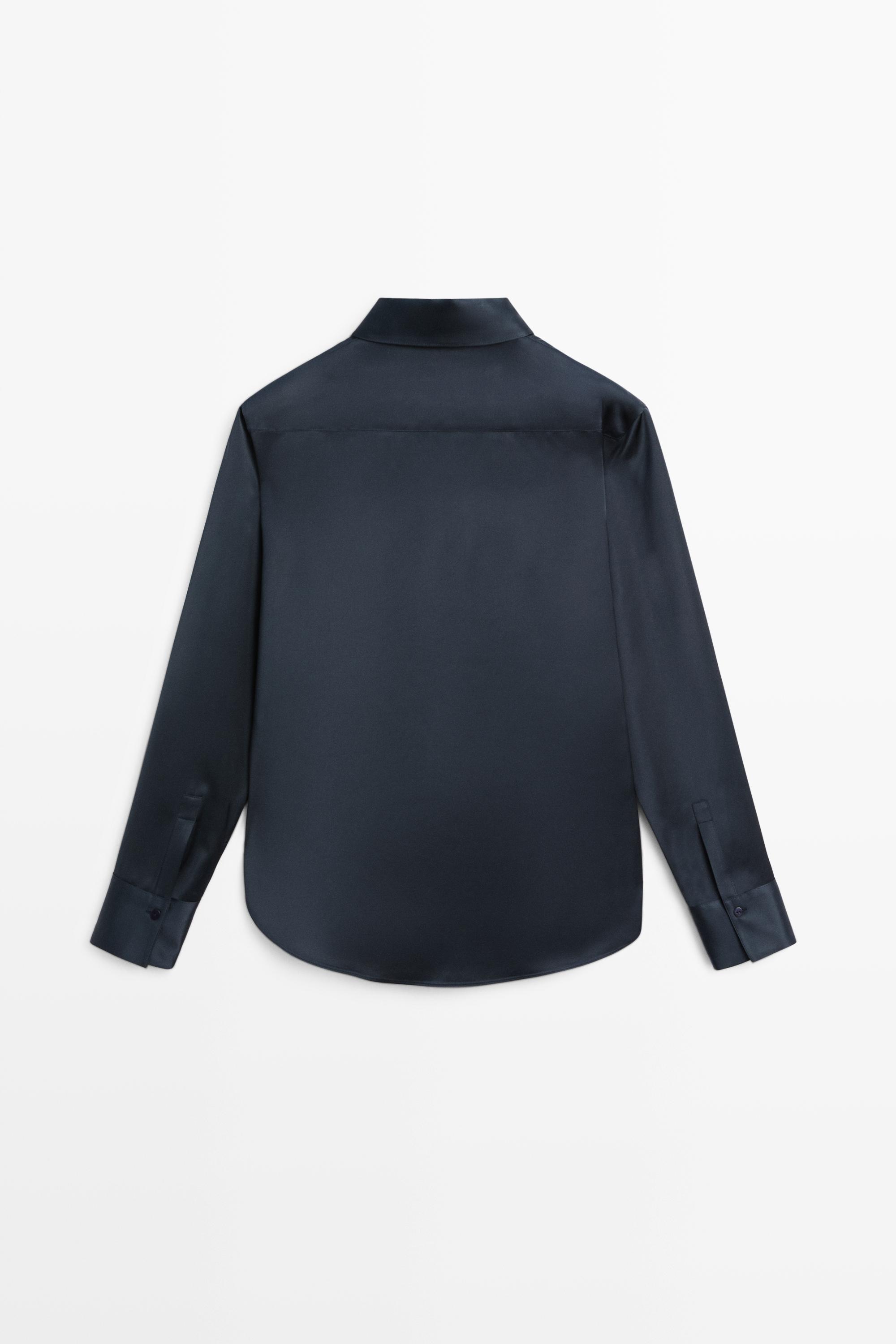 Flowing satin shirt — NAVY BLUE