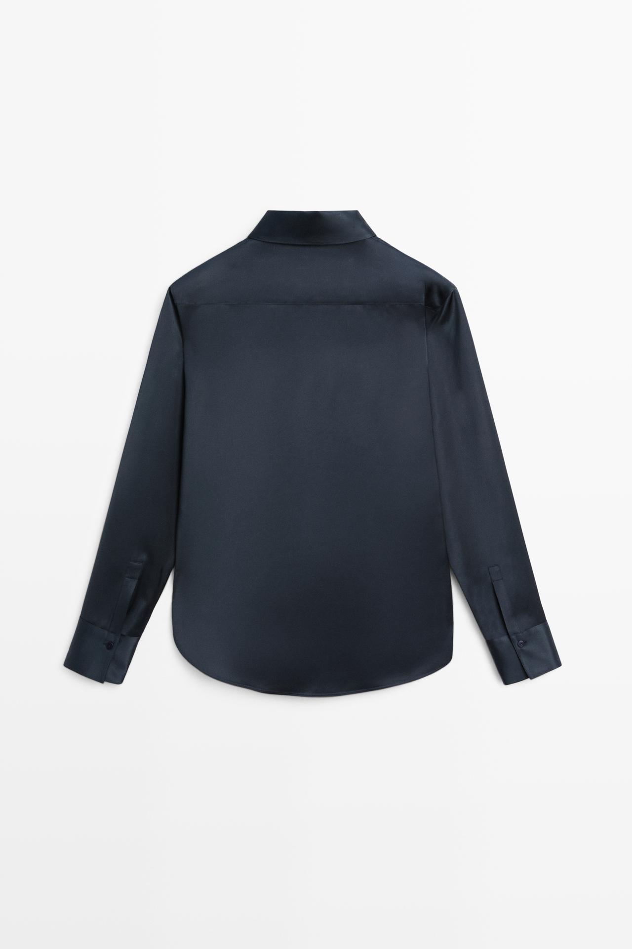 Flowing satin shirt — NAVY BLUE