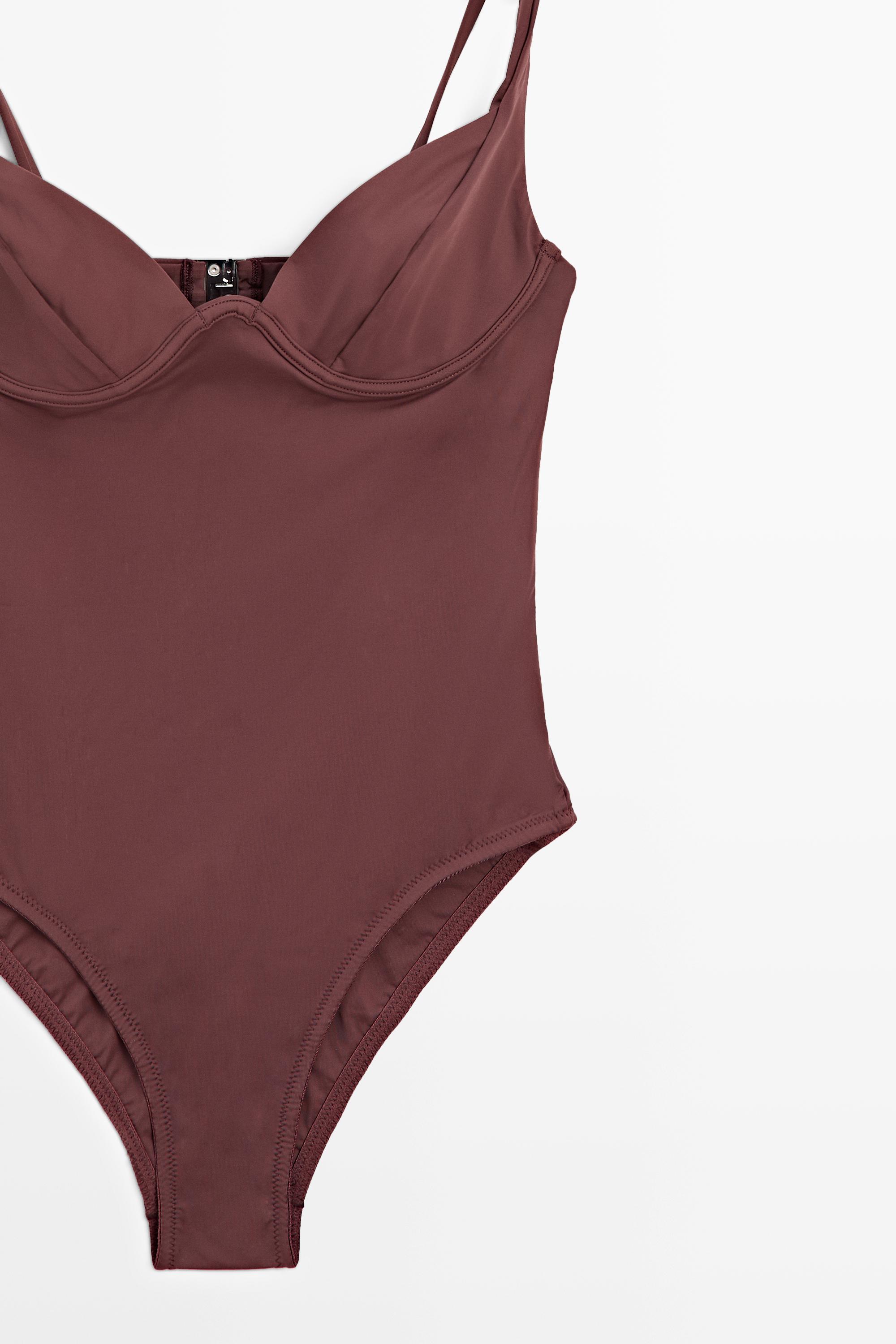 Swimsuit with underwire and wide straps — BROWN