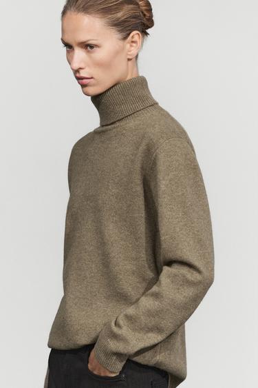 Wool blend turtleneck knit sweater — GREENISH 5