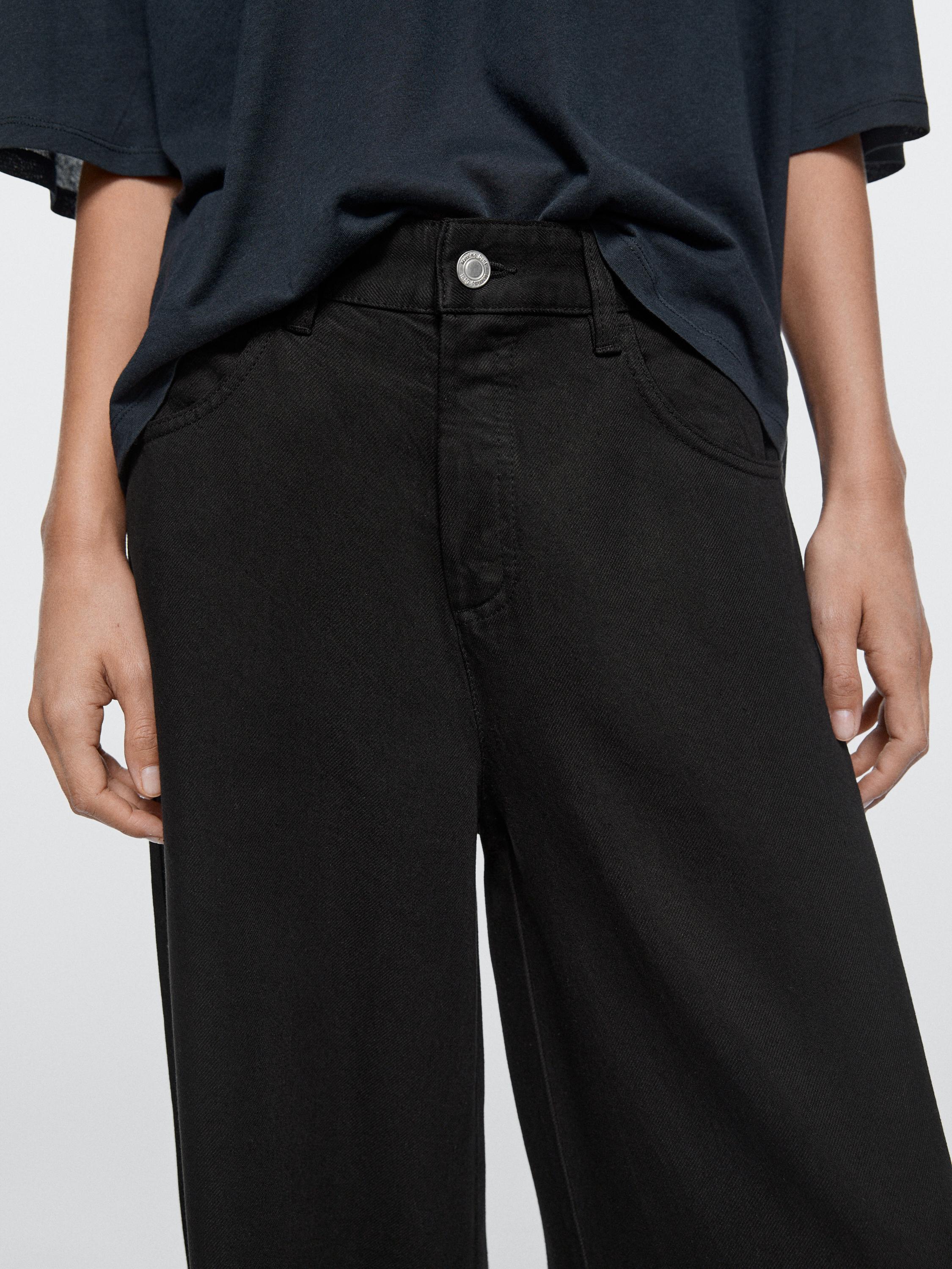 Flowing barrel fit trousers — BLACK