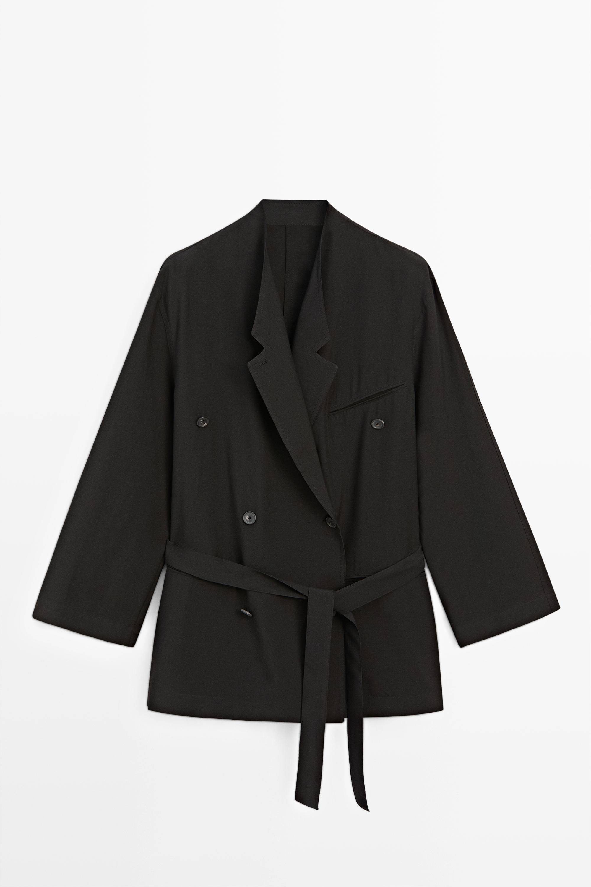 Flowing oversize blazer with belt detail - LIMITED EDITION — BLACK