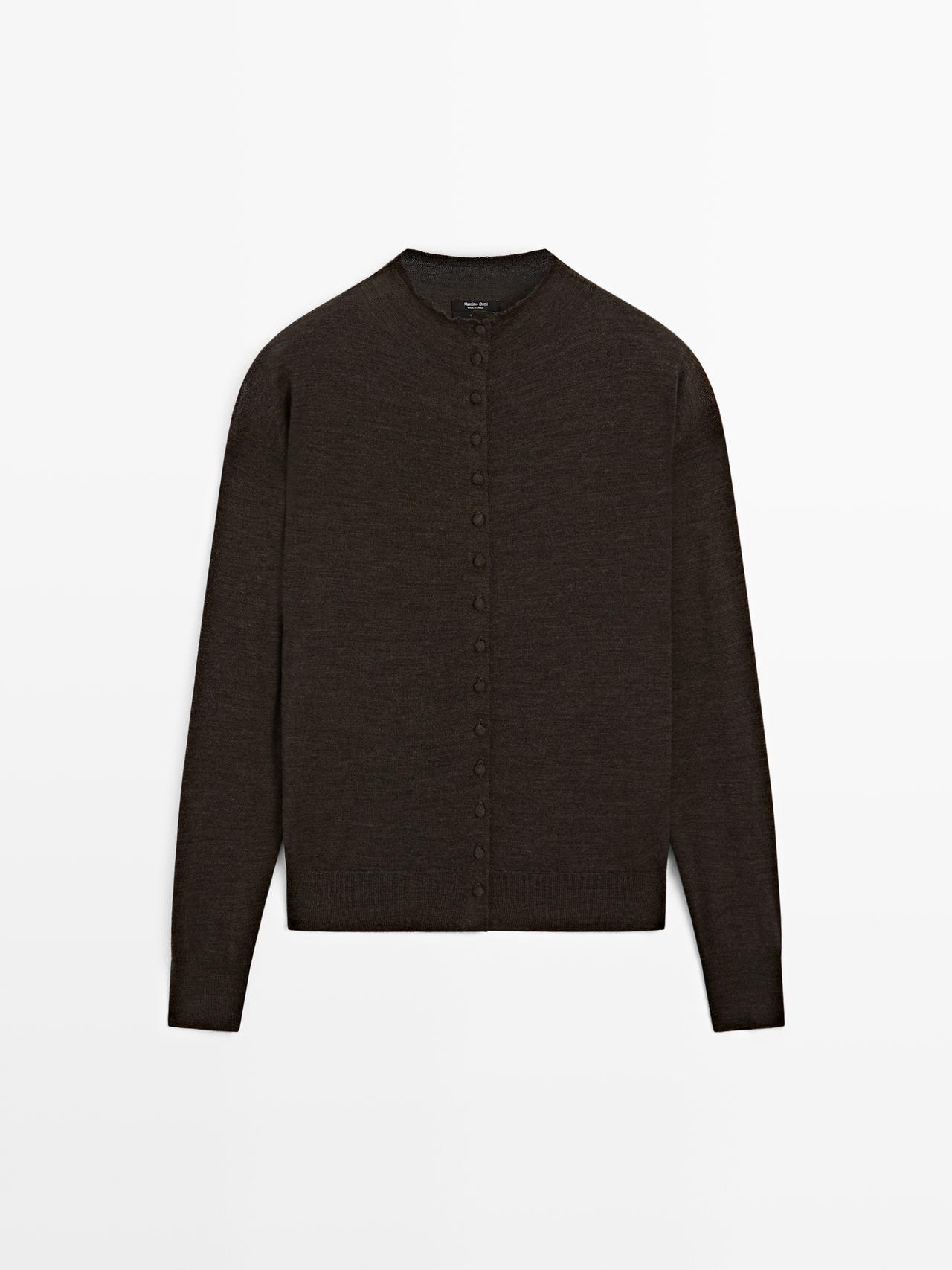 Massimo Dutti - Dames - Vest Met Opstaande Kraag En Gevoerde Knopen - Chocolade - L