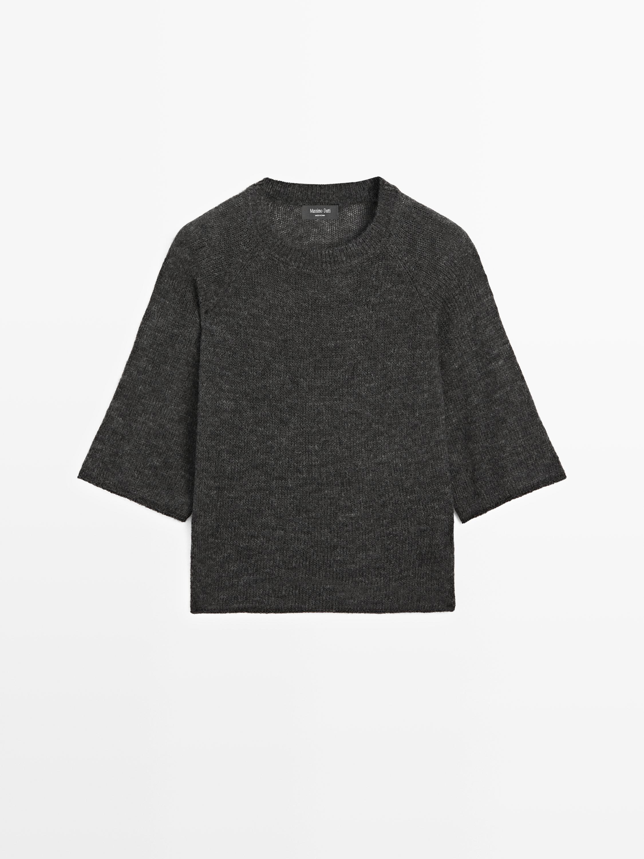 Raglan sleeve knit jumper with alpaca wool