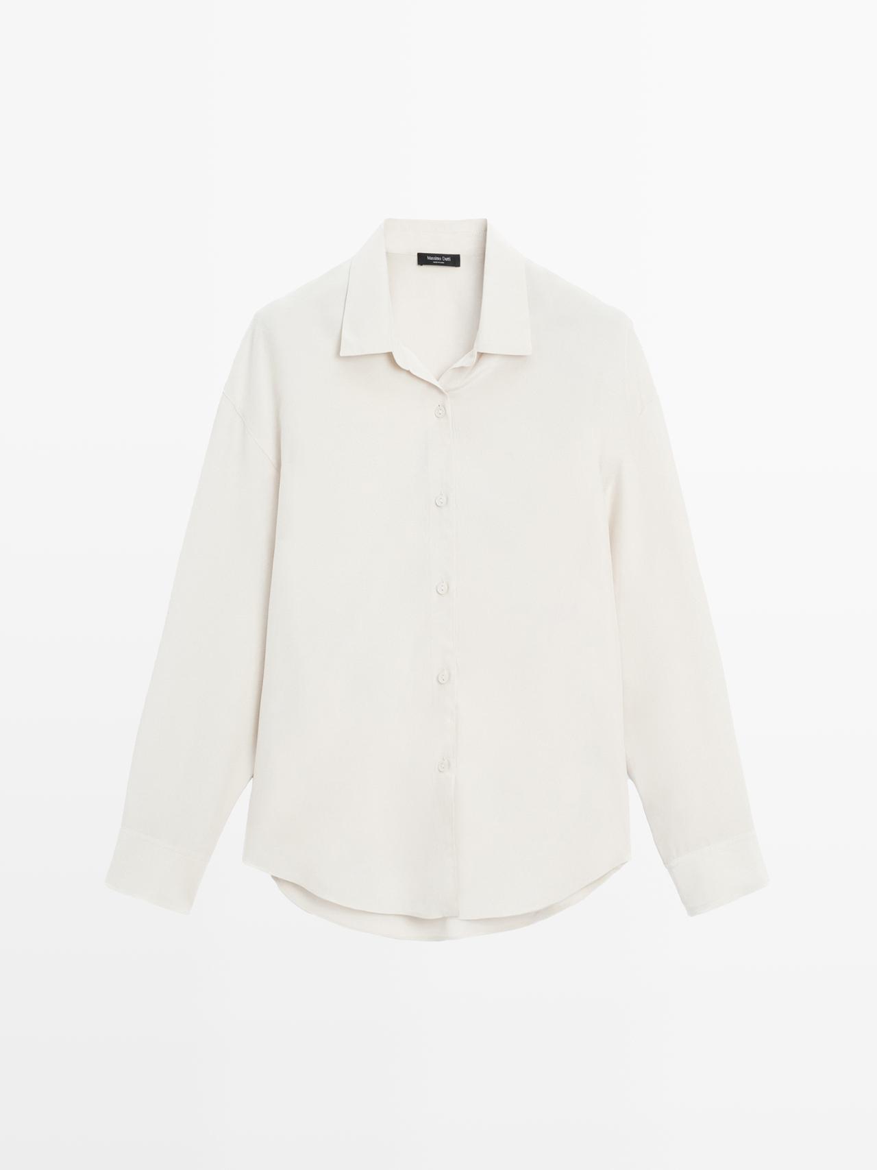 Massimo Dutti - Dame - Skjorte I Funktionsstof Med Blødt Fald - Beige - L