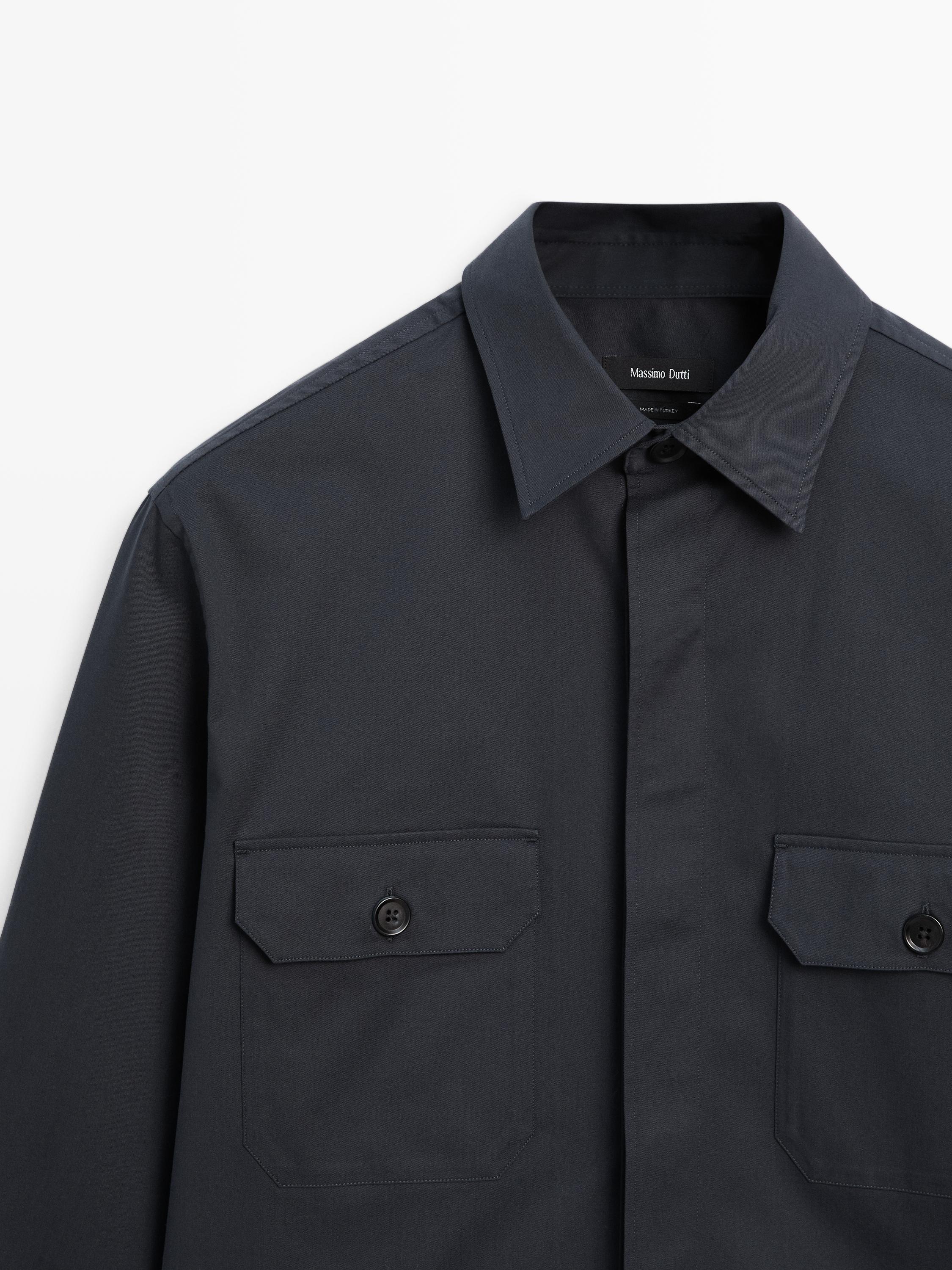 Cotton blend overshirt with pockets