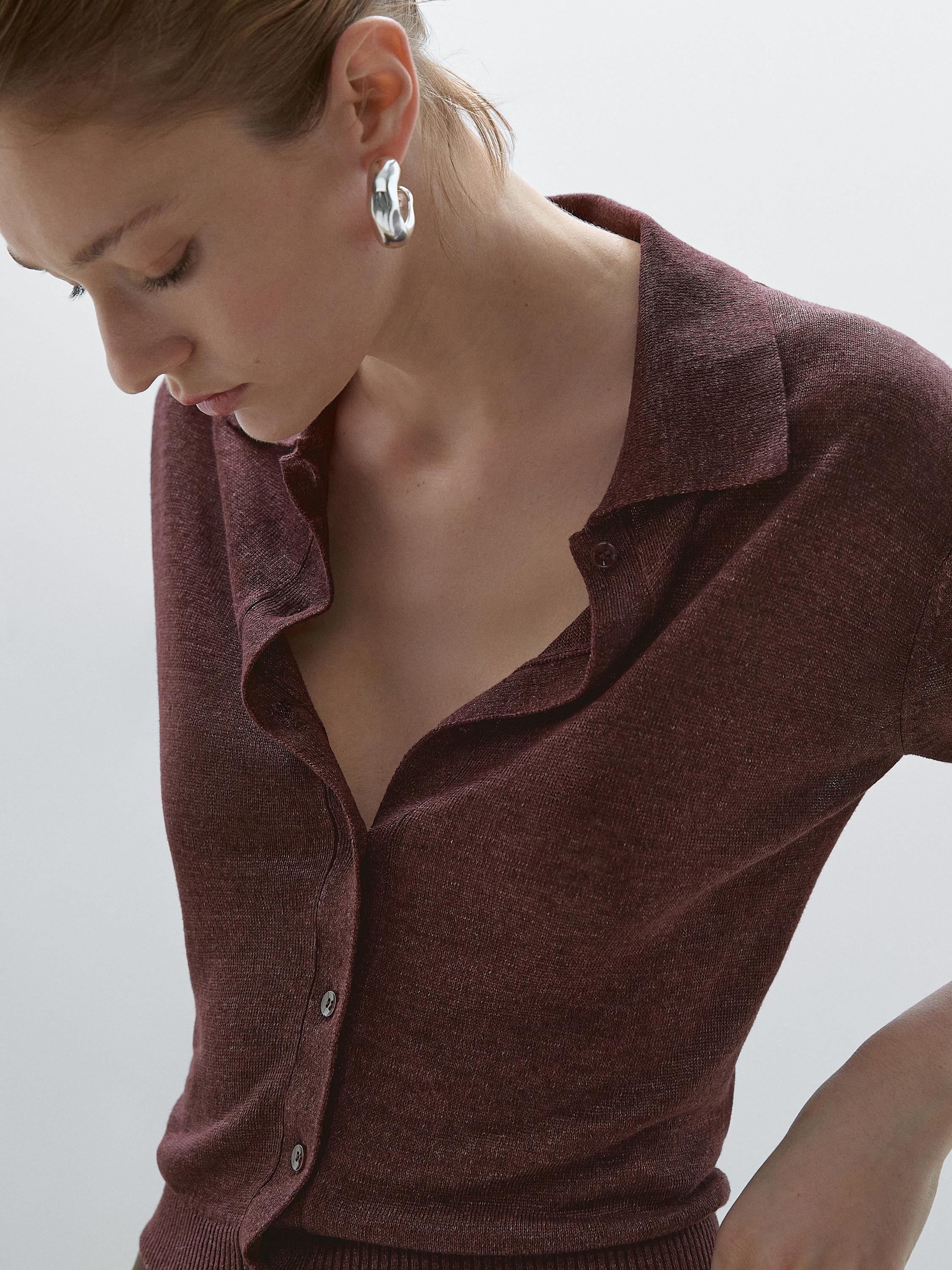 Cardigan manches courtes en lin