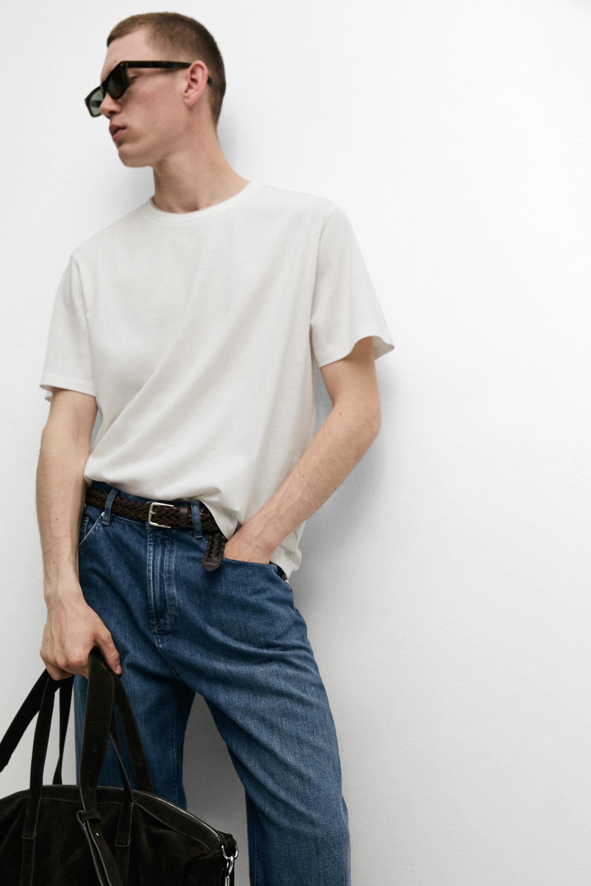 Linen and cotton double-collar T-shirt — Off white
