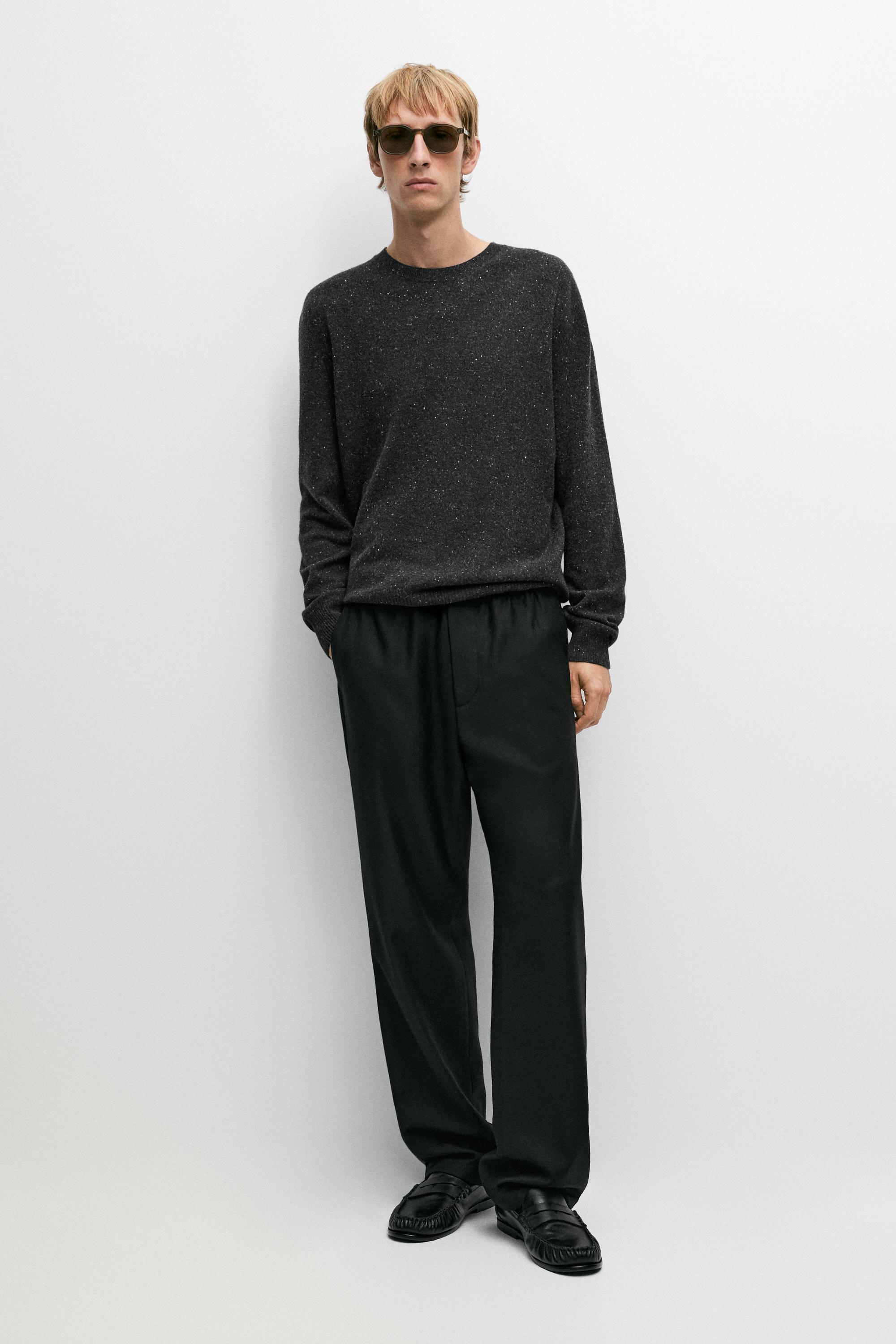 Flecked wool-blend knit sweater