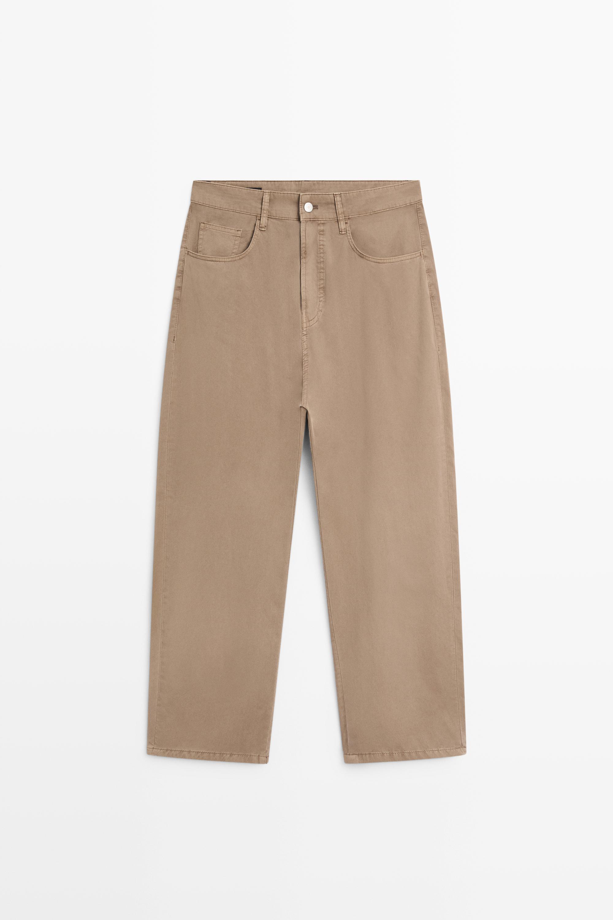 Barrel fit poplin denim-effect pants — OCHRE