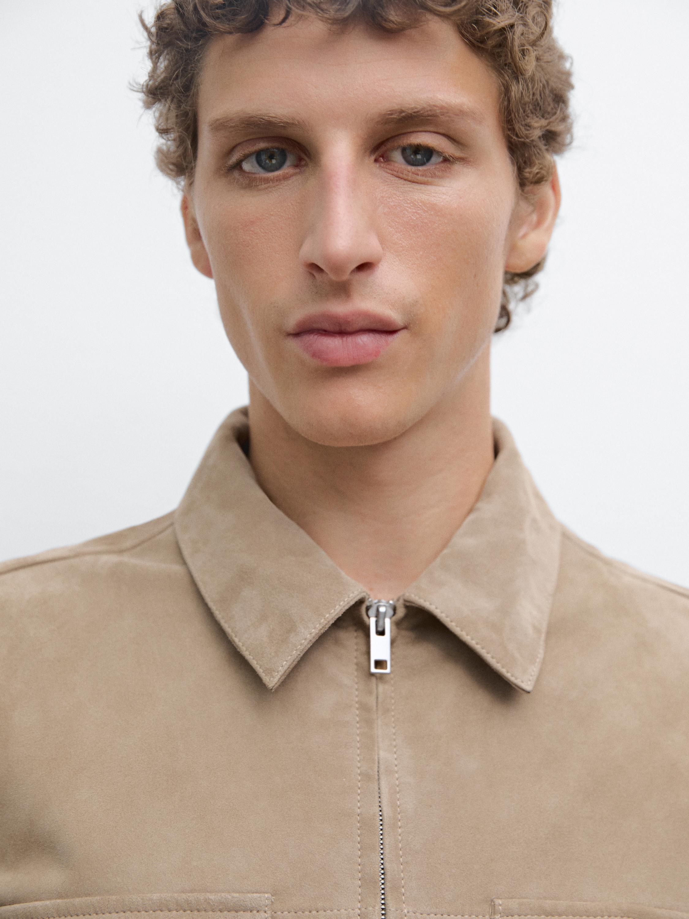 جاكيت جلد شامواه قصير