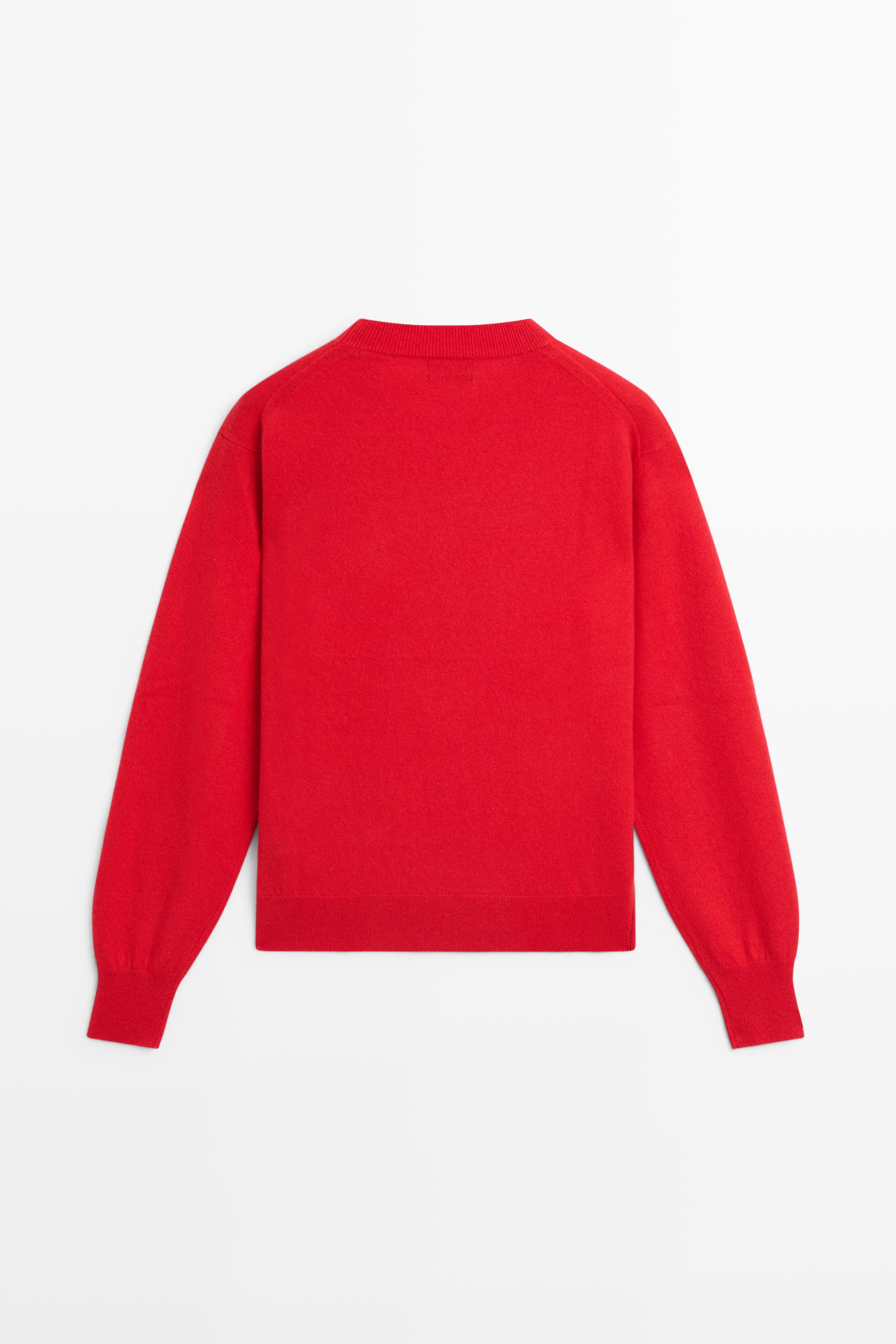100% cashmere long sleeve sweater — RED