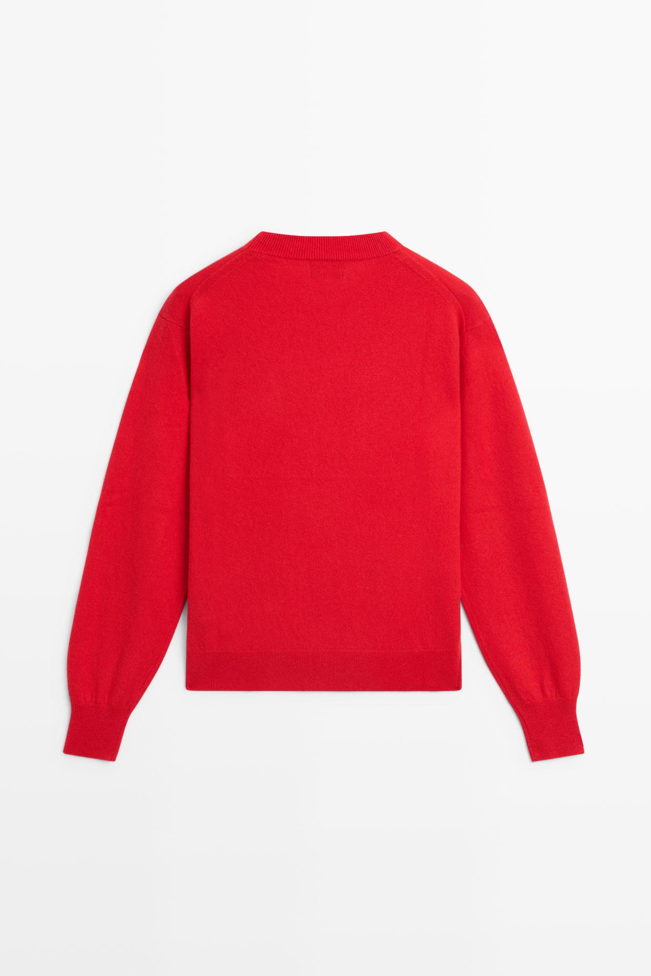 100% cashmere long sleeve sweater — RED
