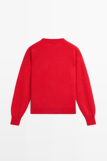 100% cashmere long sleeve sweater — RED 6