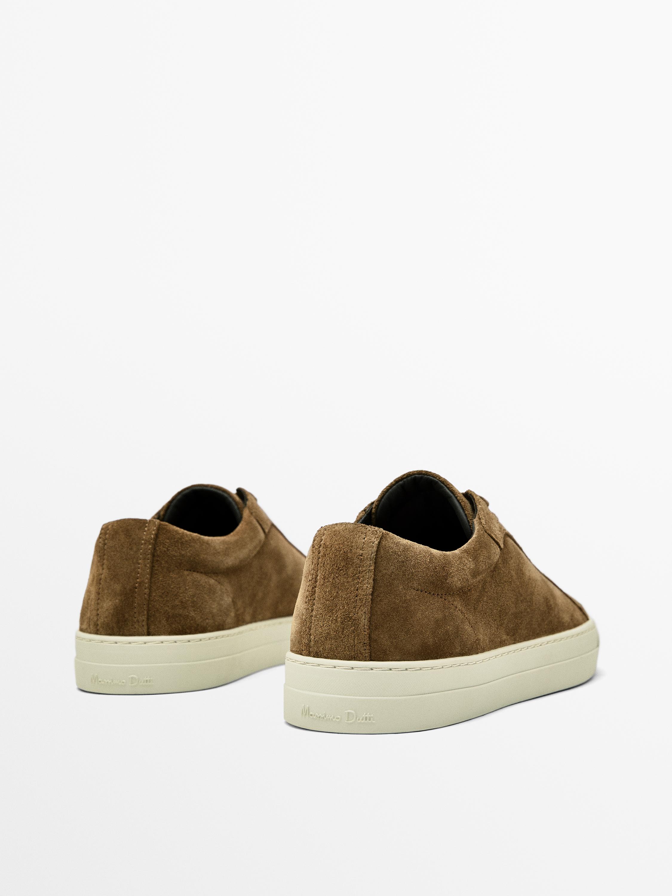 Split suede trainers