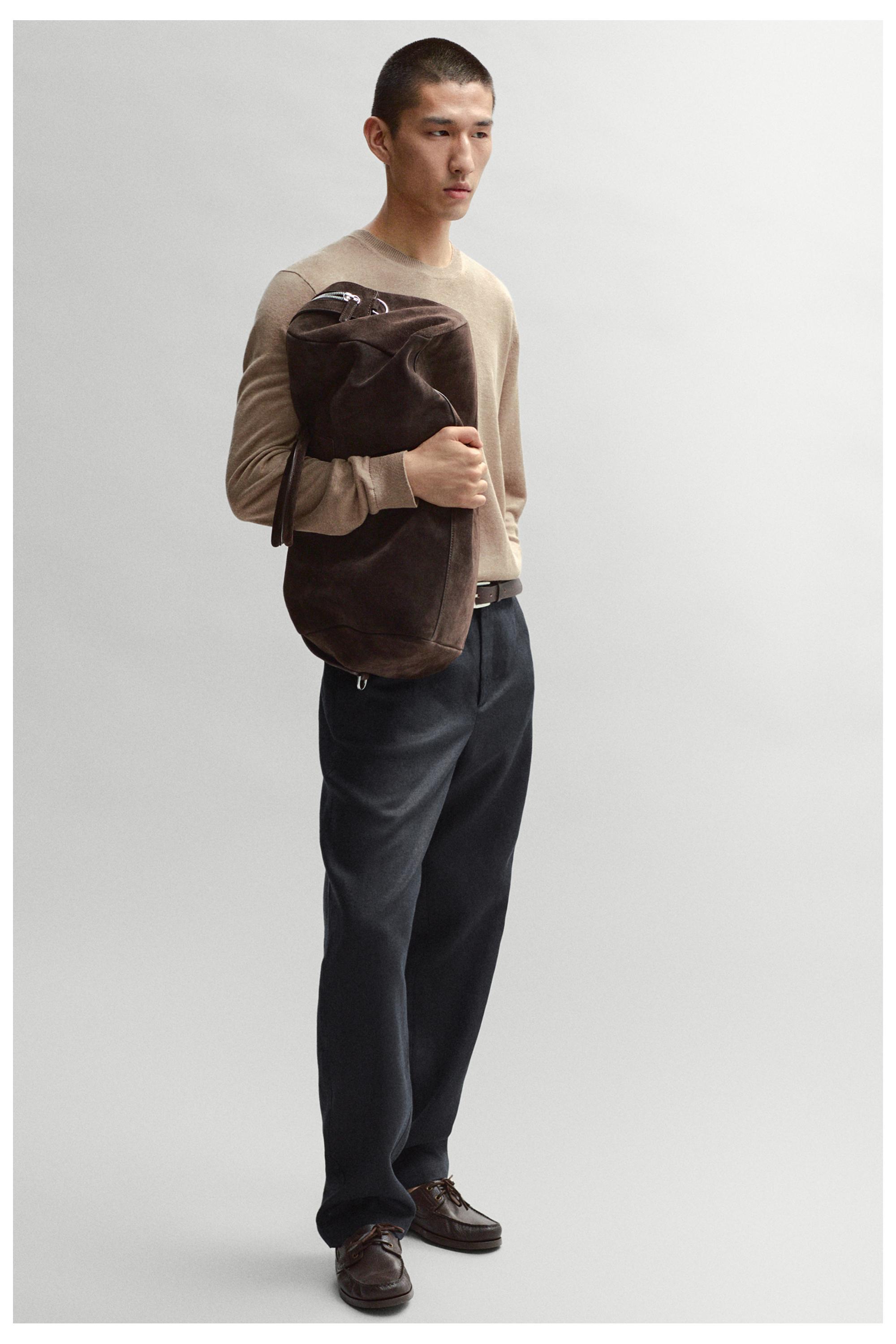 Tapered fit linen pants — NAVY BLUE