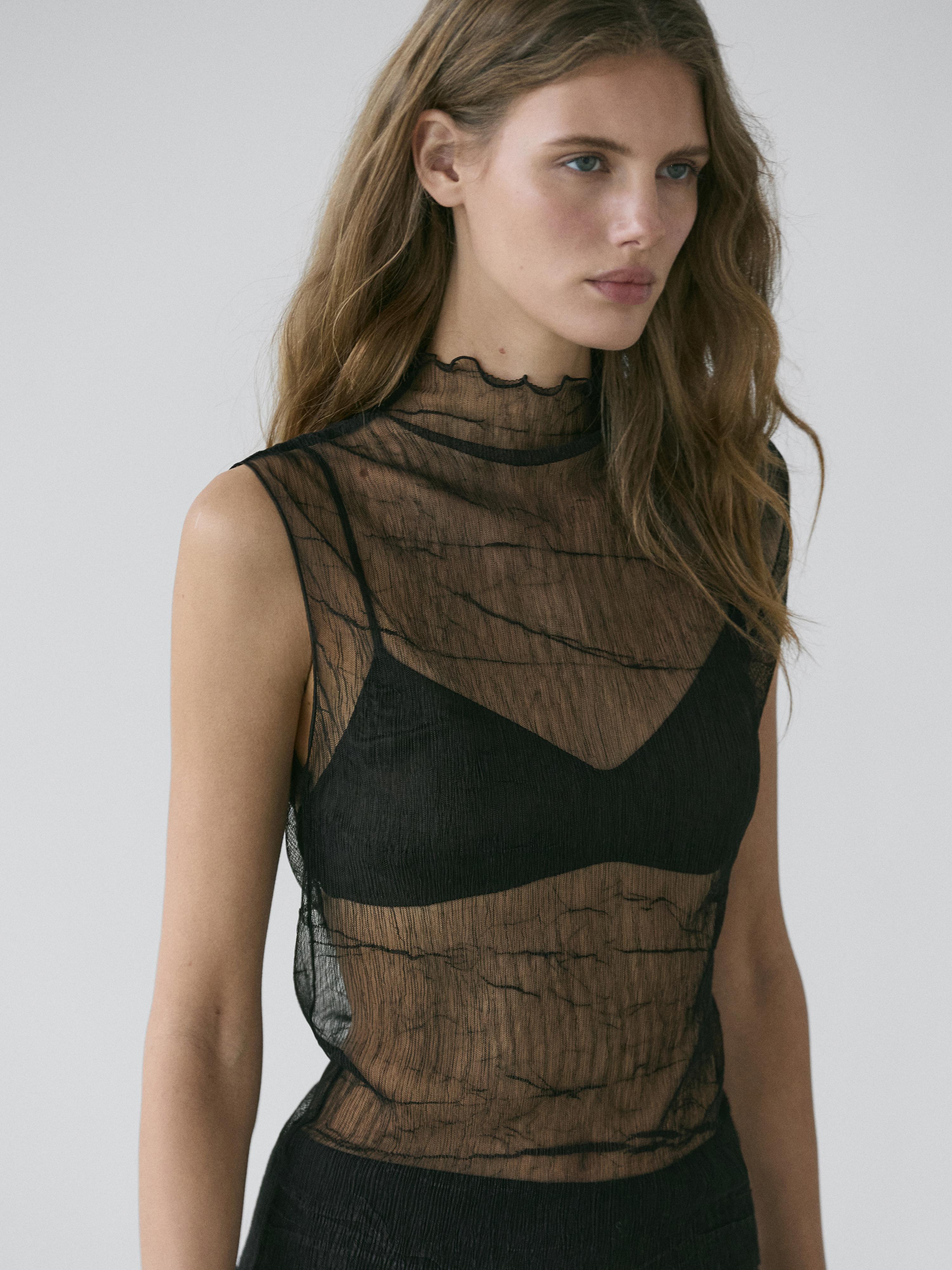 Sheer high neck top
