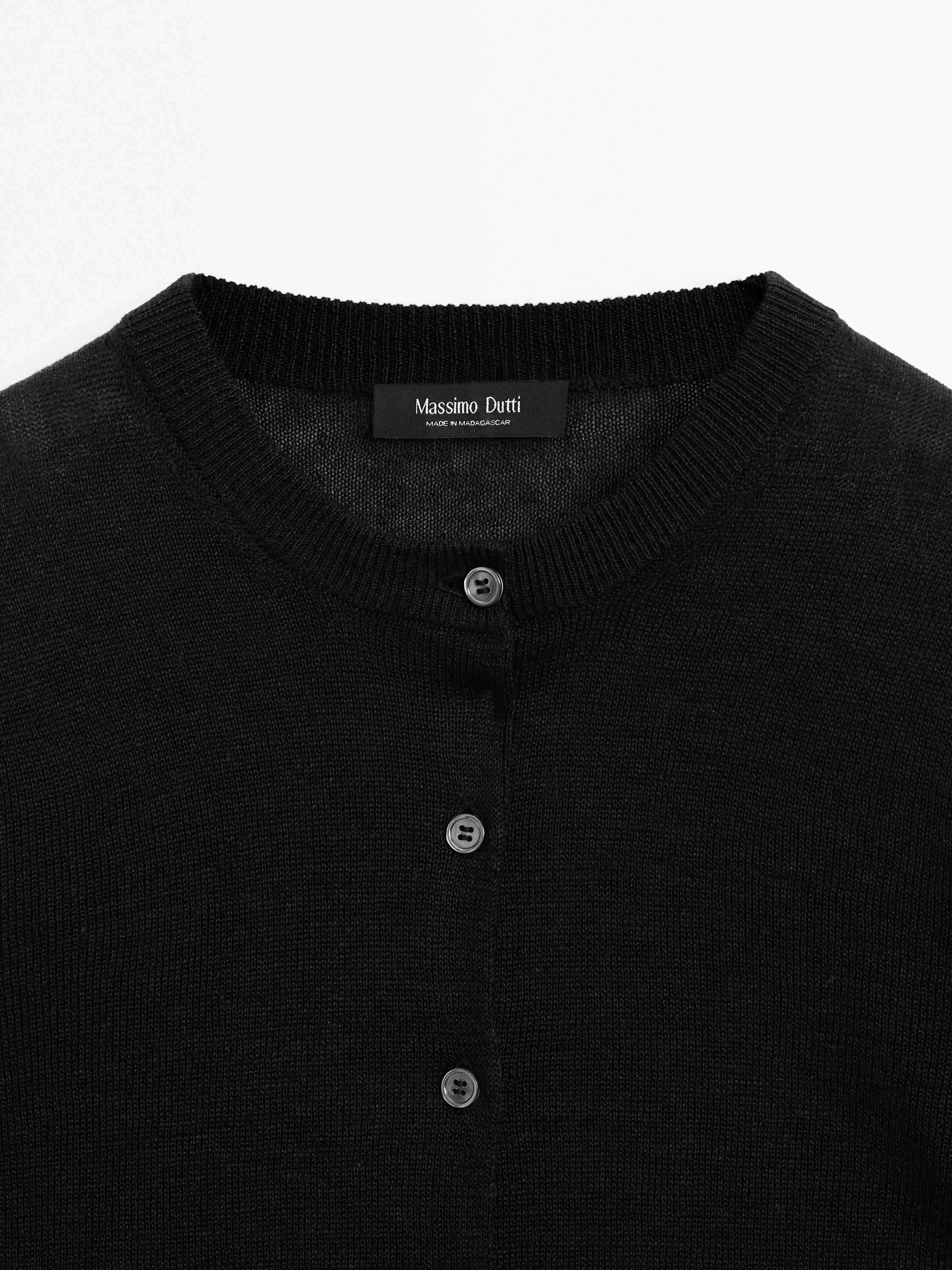 100% linen fine knit cardigan