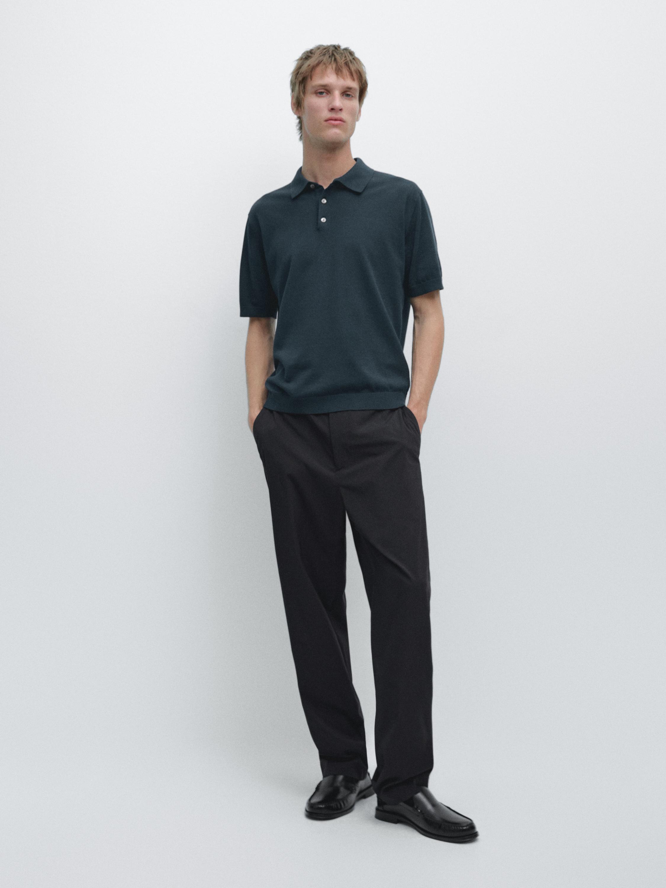 100% cotton knit polo shirt — BLUE