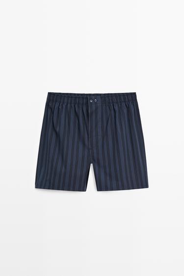 100% cotton striped boxers — NAVY BLUE 1