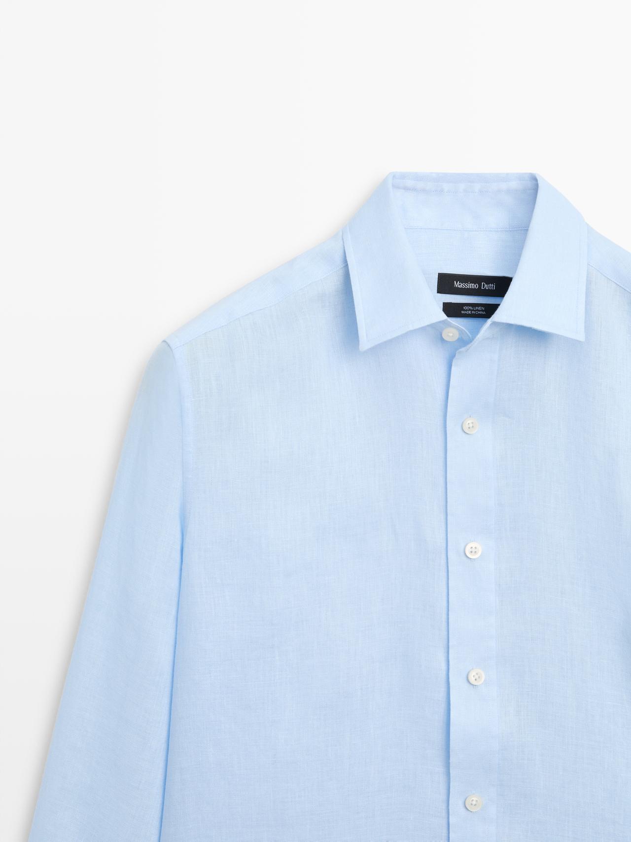 100% linen slim fit shirt — Sky blue