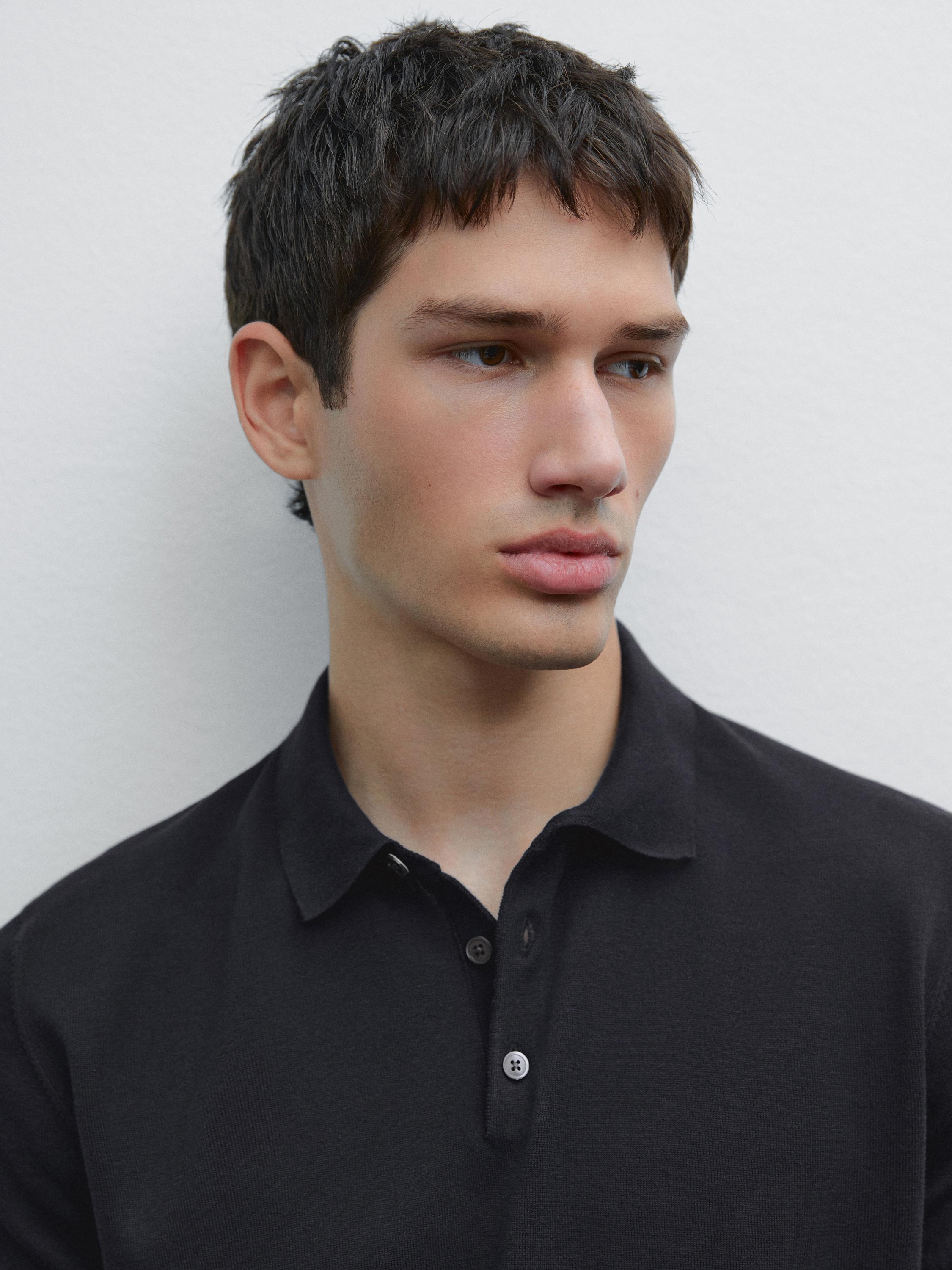 Short sleeve cotton polo sweater