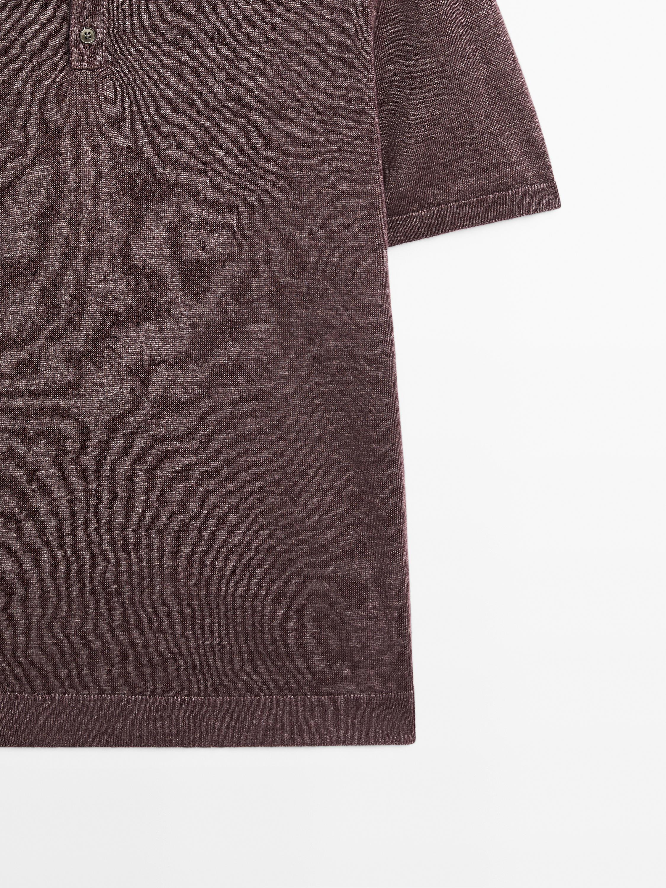 100% linen knit polo shirt