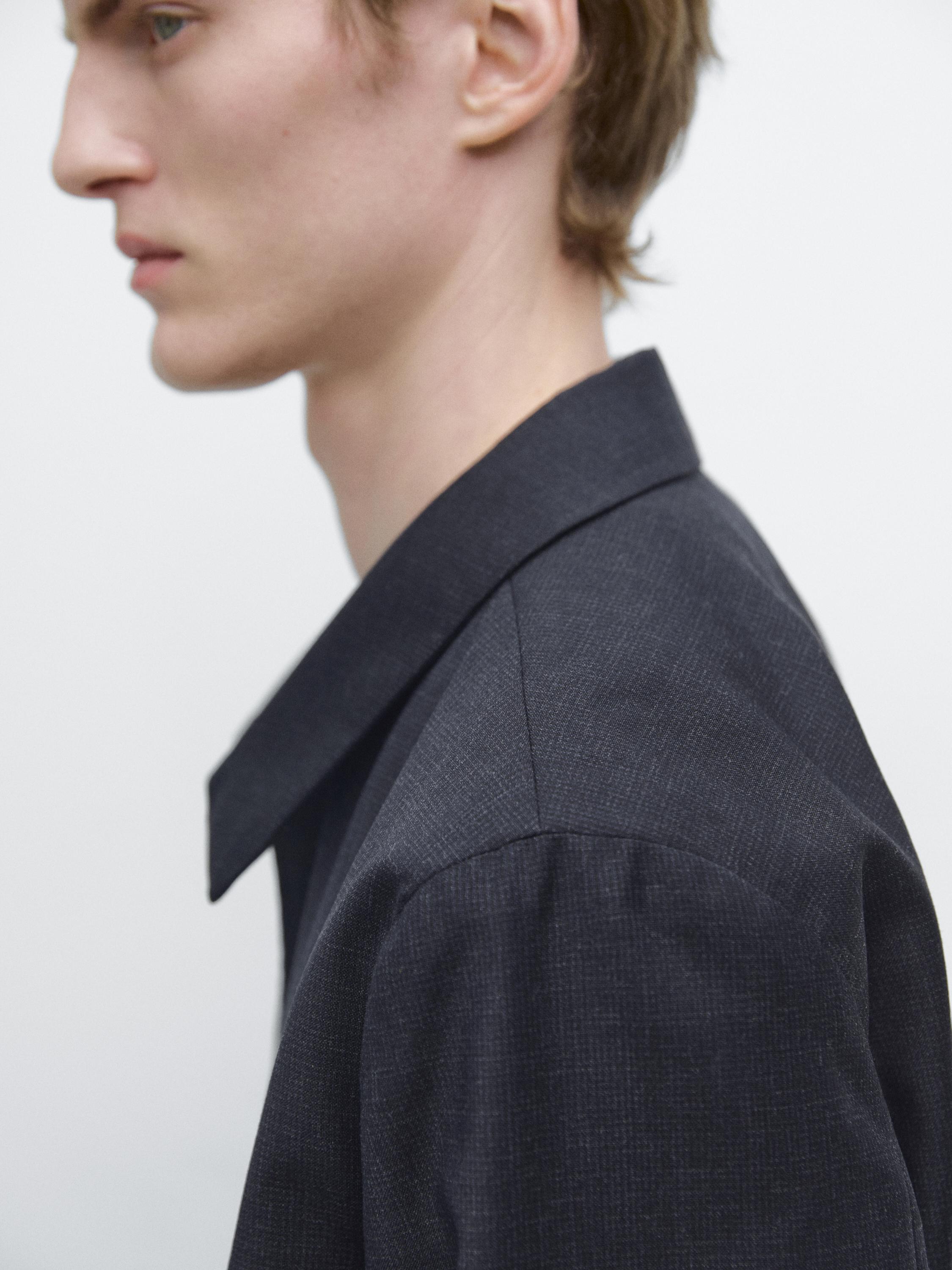 Houndstooth wool jacket — NAVY BLUE