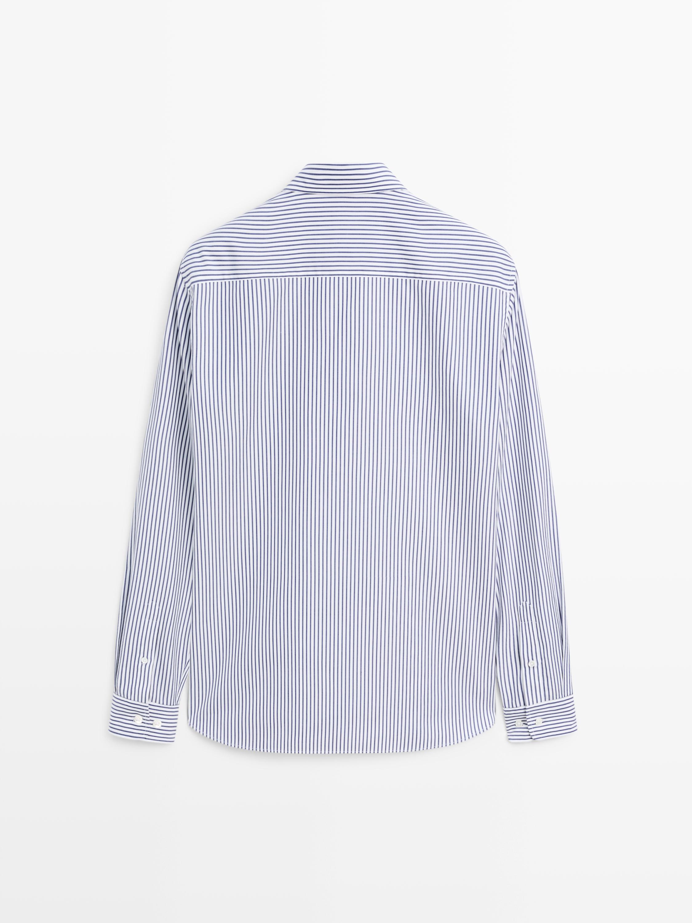 Regular fit striped poplin shirt