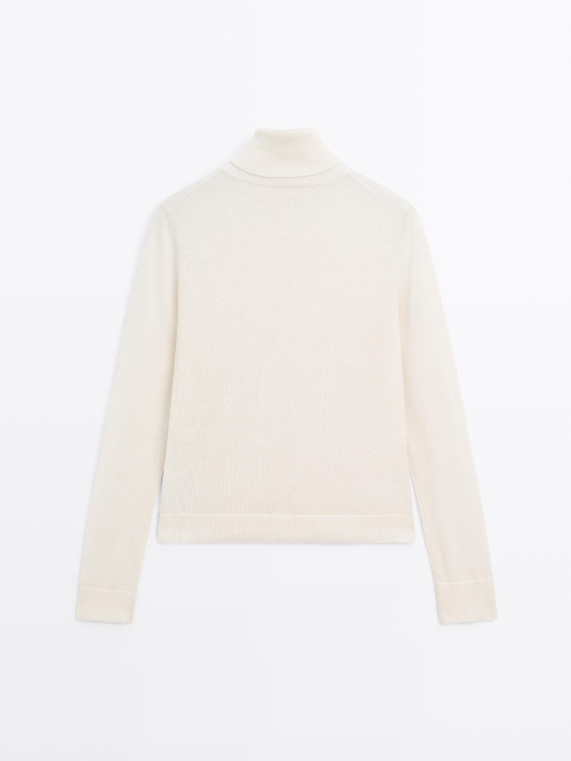 High neck wool blend sweater