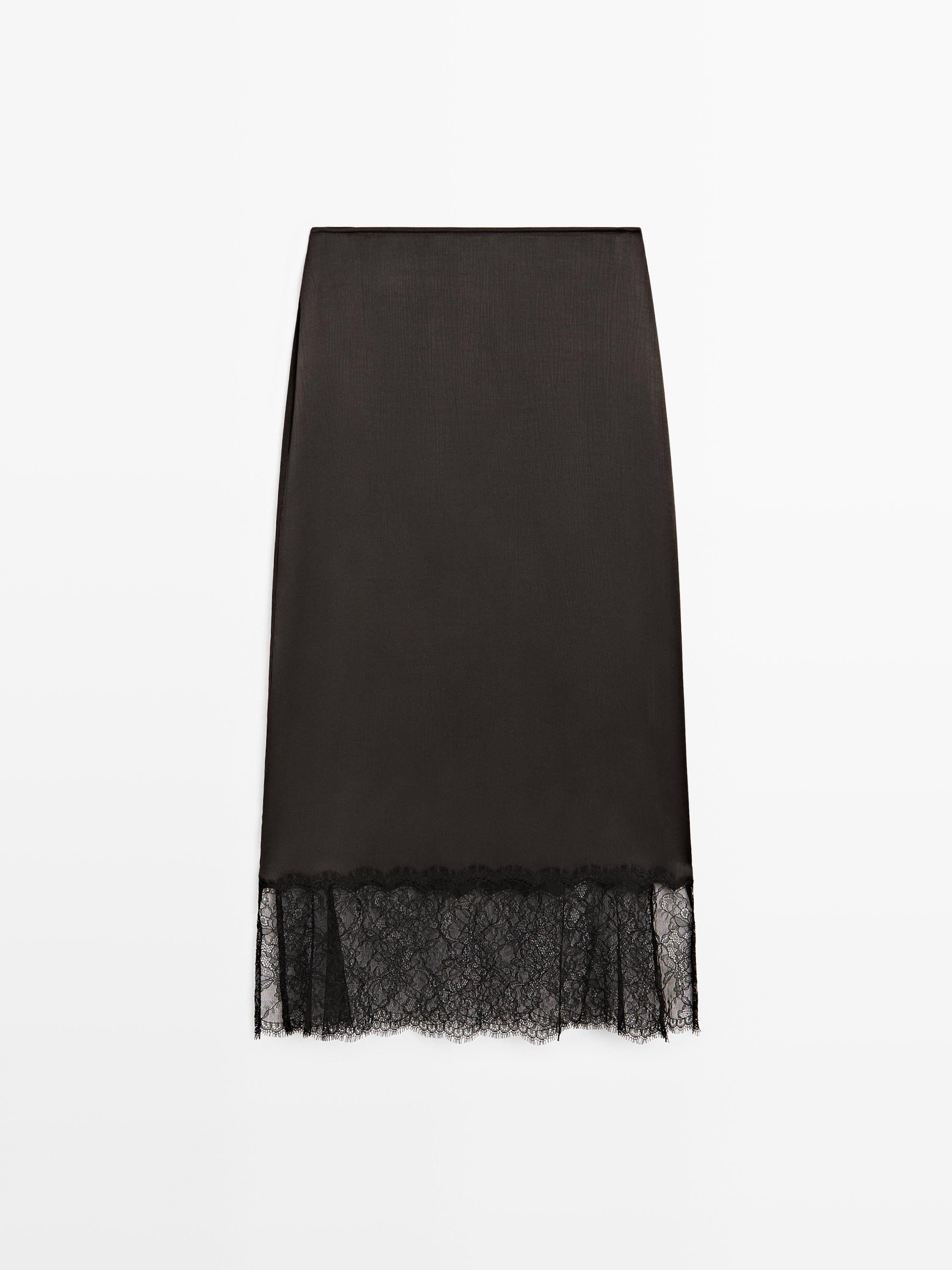 Gonna midi lingerie con pizzo