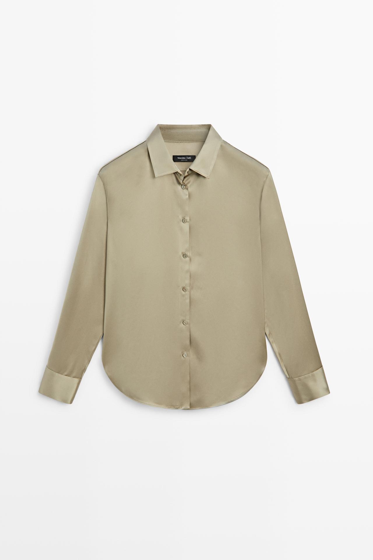 Flowing satin shirt — BEIGE