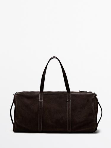 Suede leather travel bag — BROWN 2